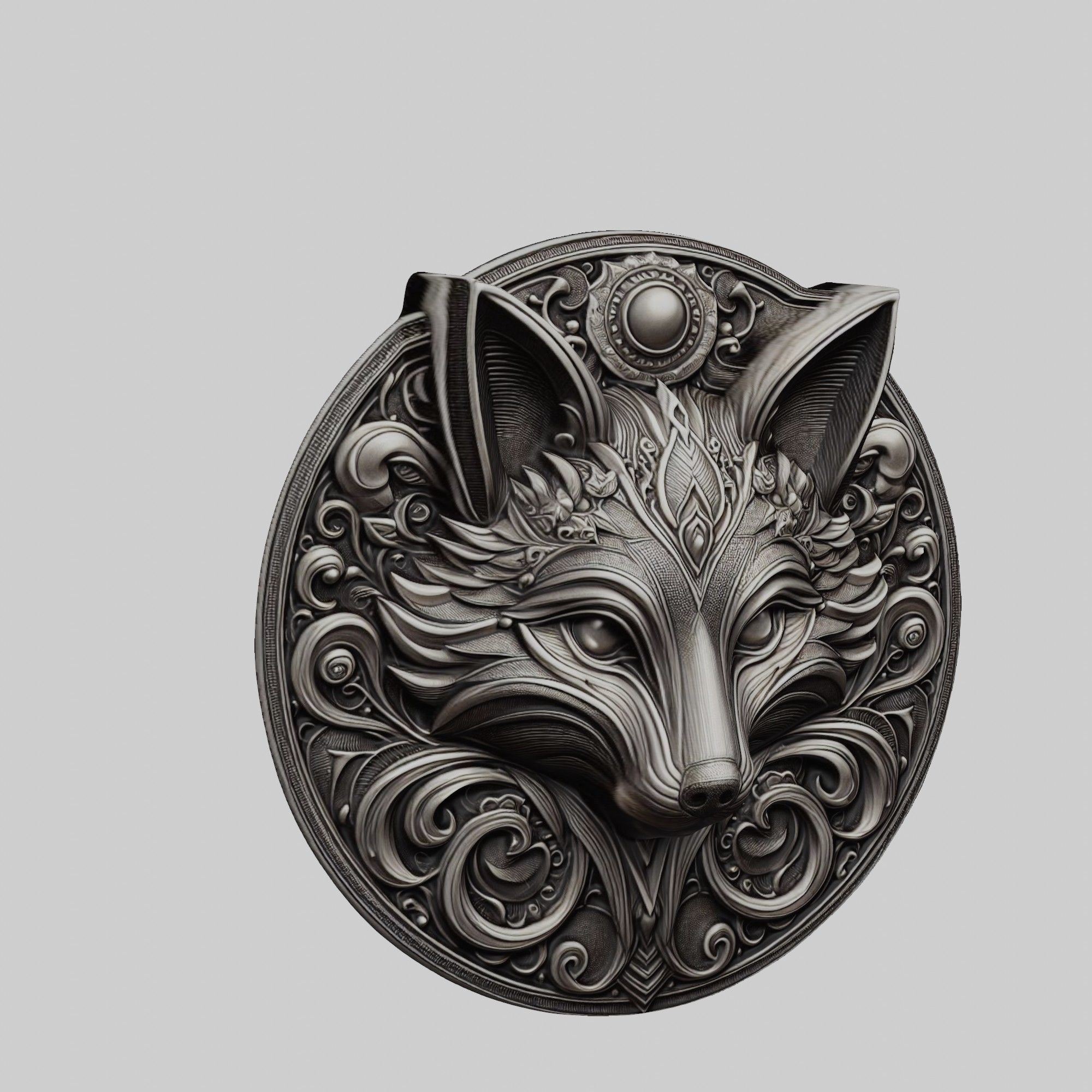 Fox Animal Fox Animal Medallion  3D print model_1