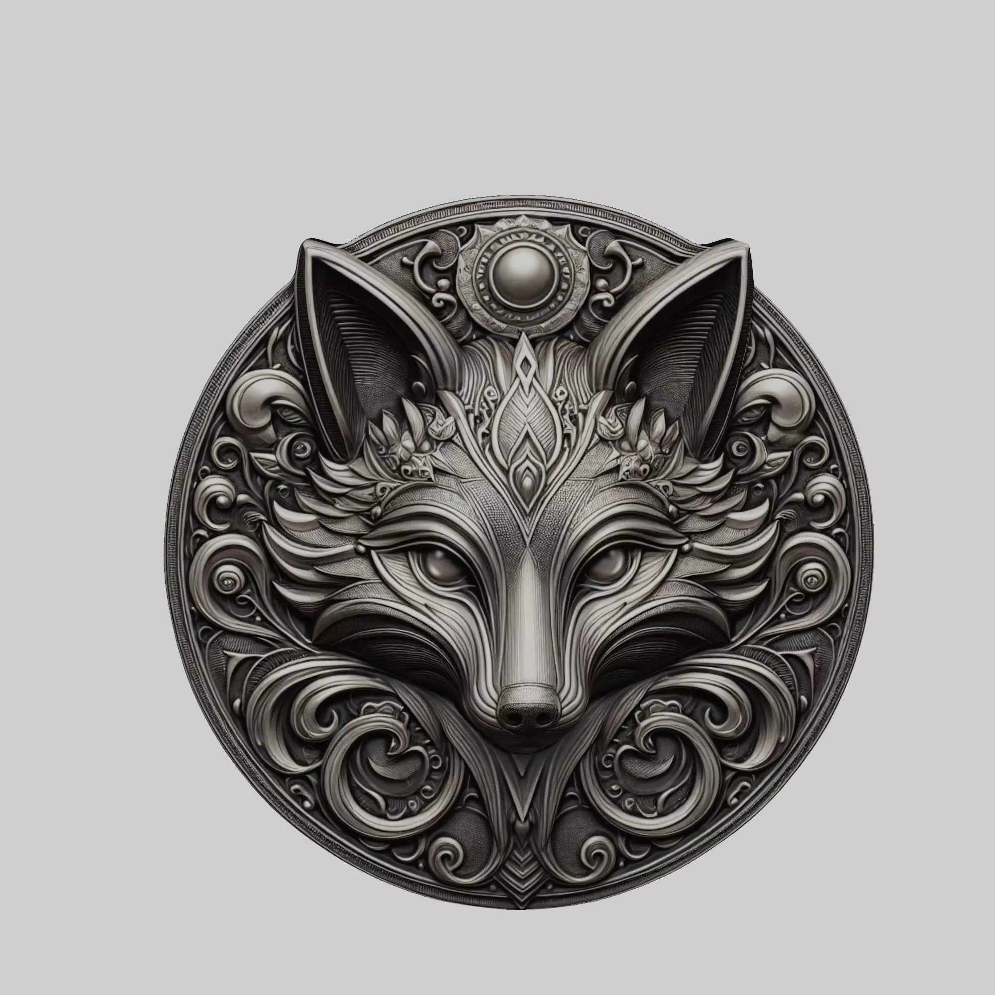 Fox Animal Fox Animal Medallion  3D print model_0