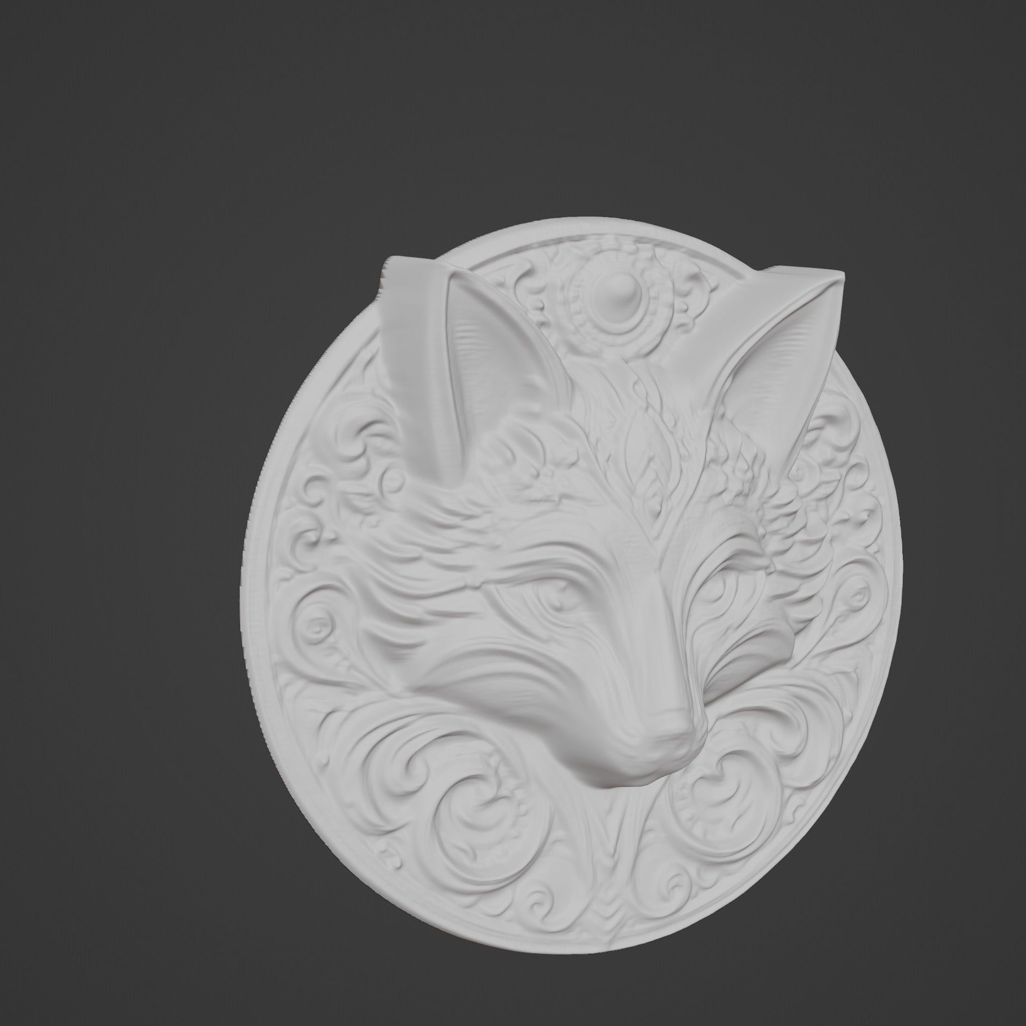 Fox Animal Fox Animal Medallion  3D print model_3