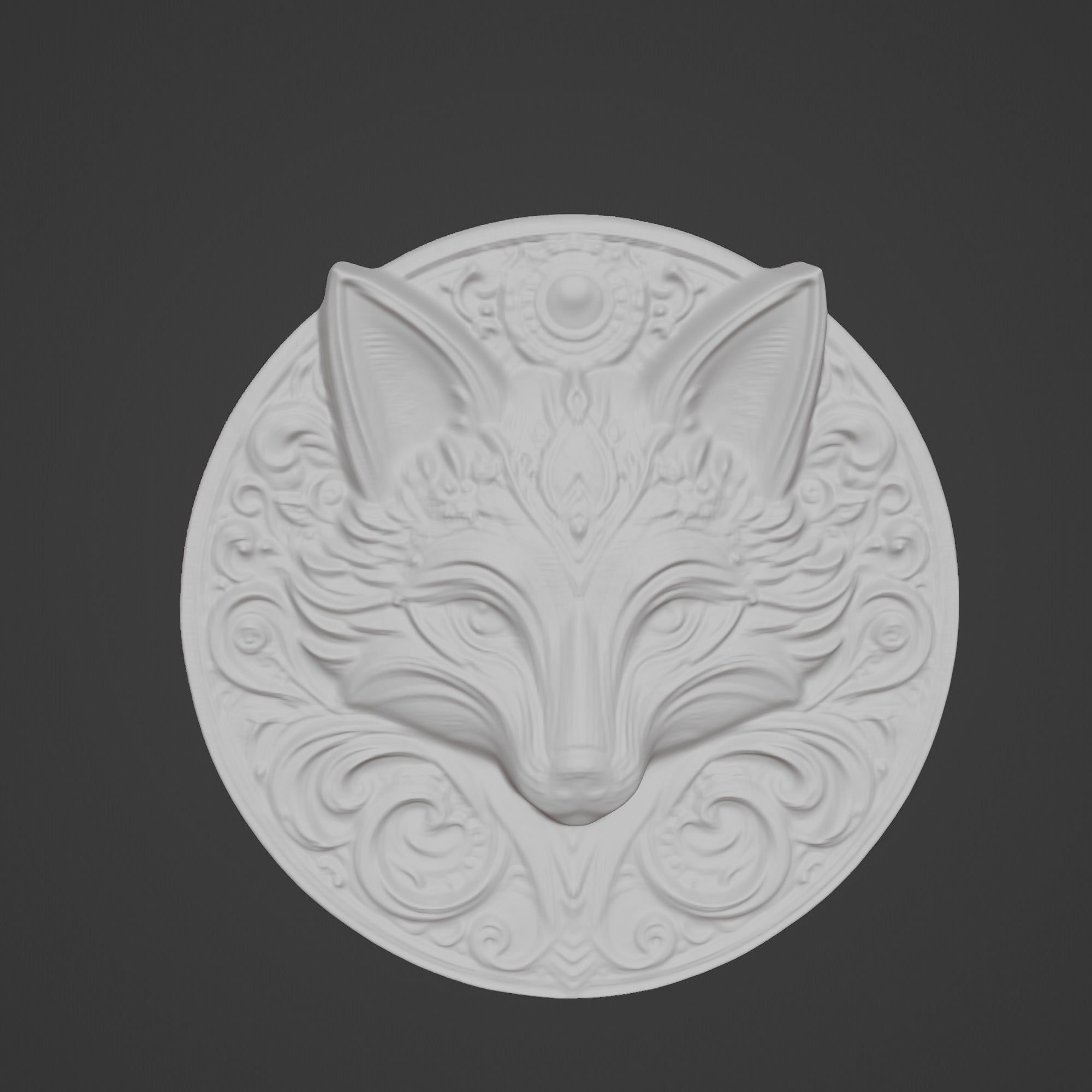 Fox Animal Fox Animal Medallion  3D print model_2