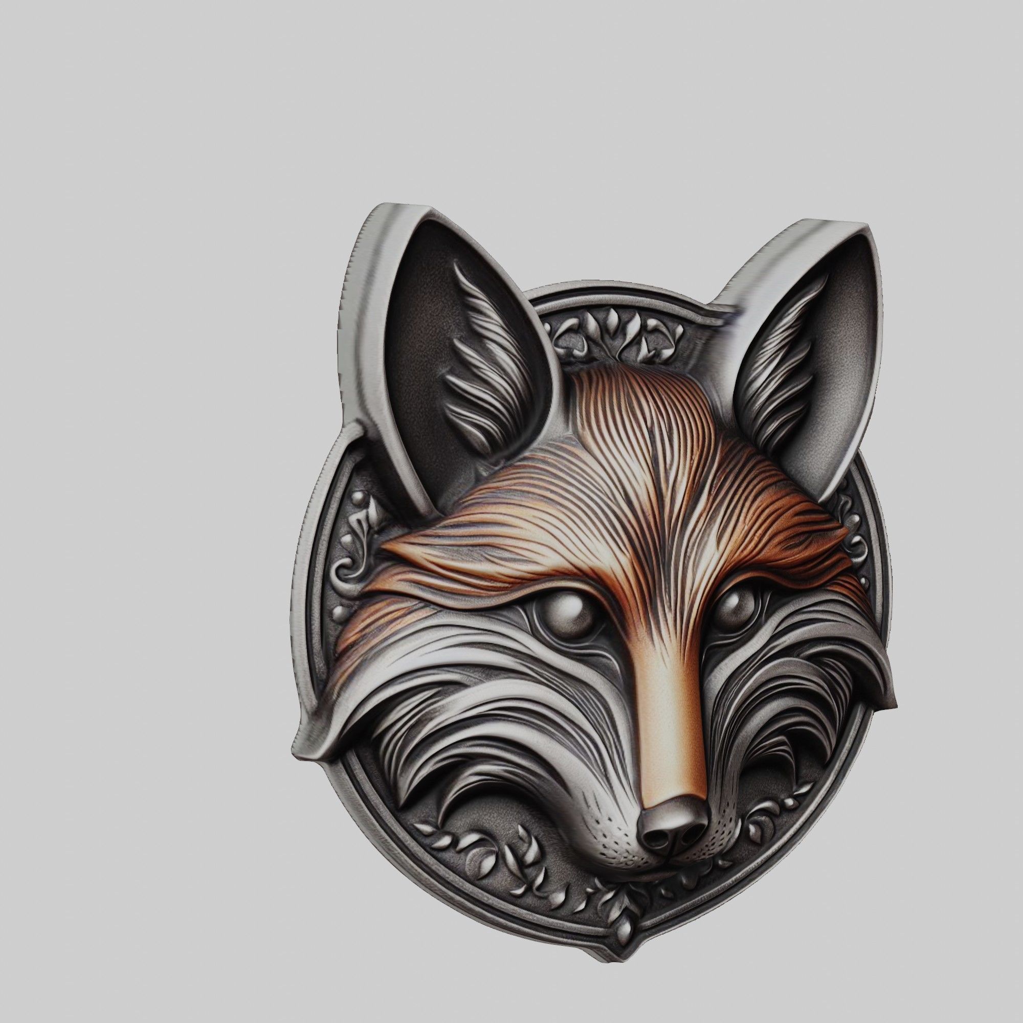 Fox Animal Fox Animal Medallion  3D print model_1