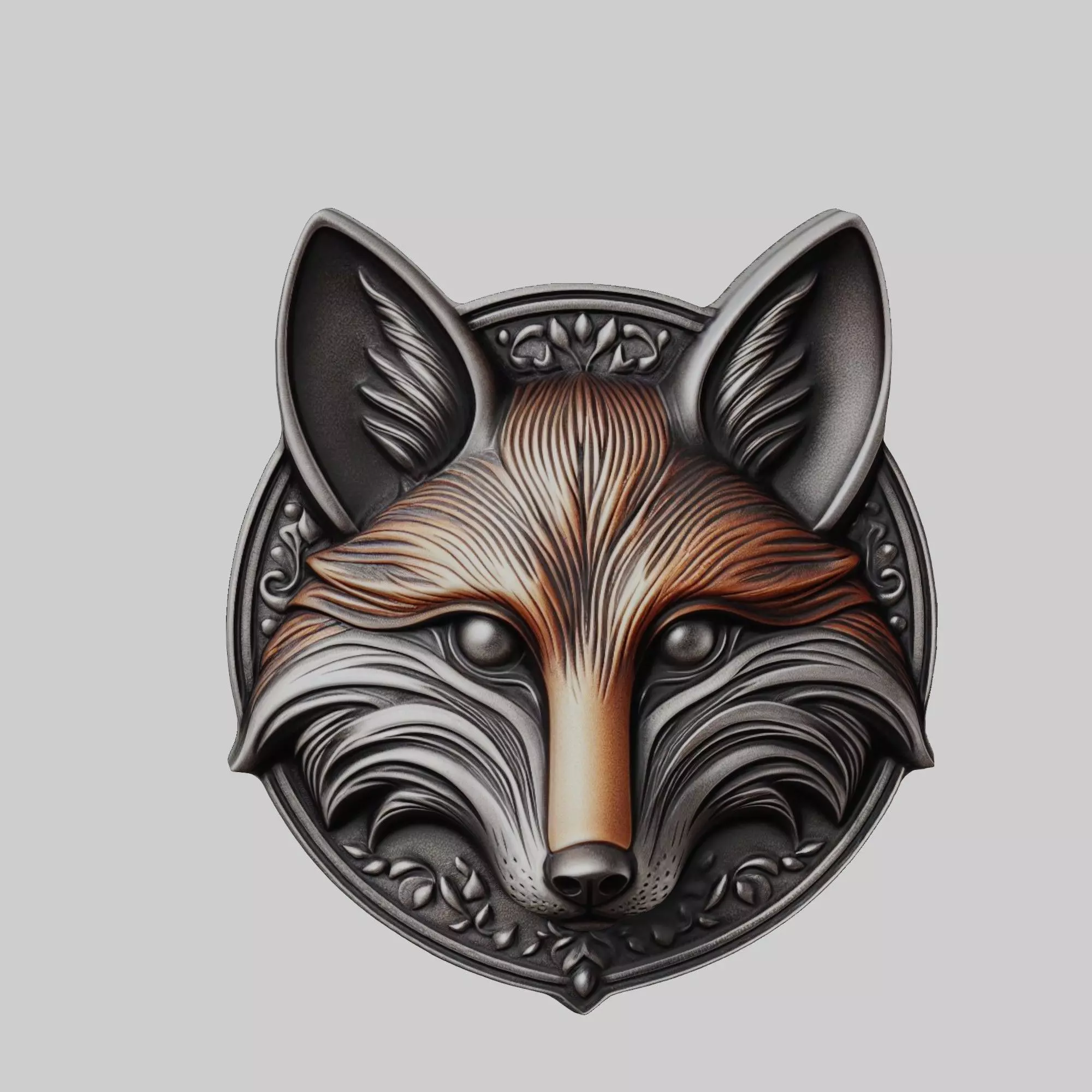 Fox Animal Fox Animal Medallion  3D print model_0