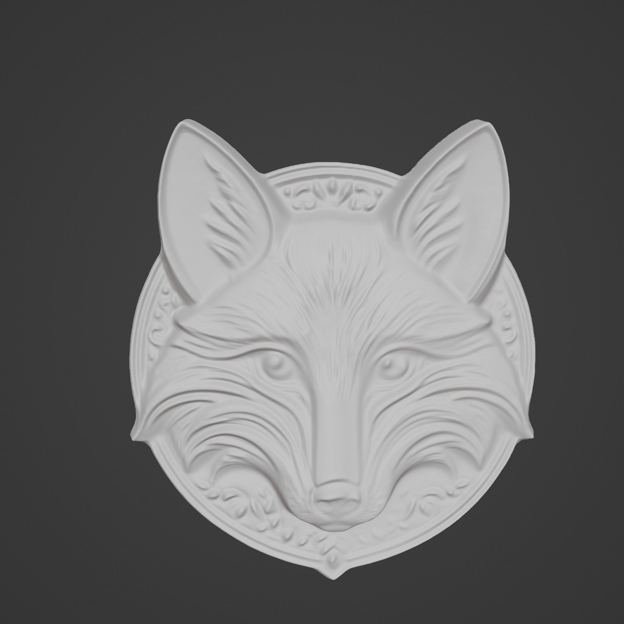 Fox Animal Fox Animal Medallion  3D print model_2