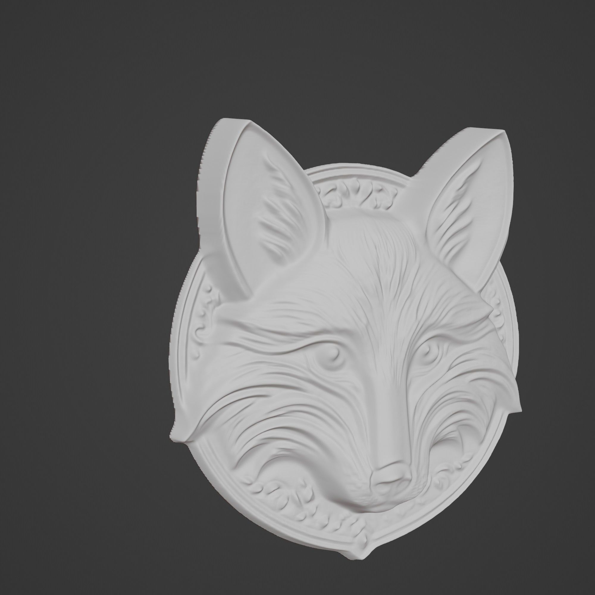 Fox Animal Fox Animal Medallion  3D print model_3