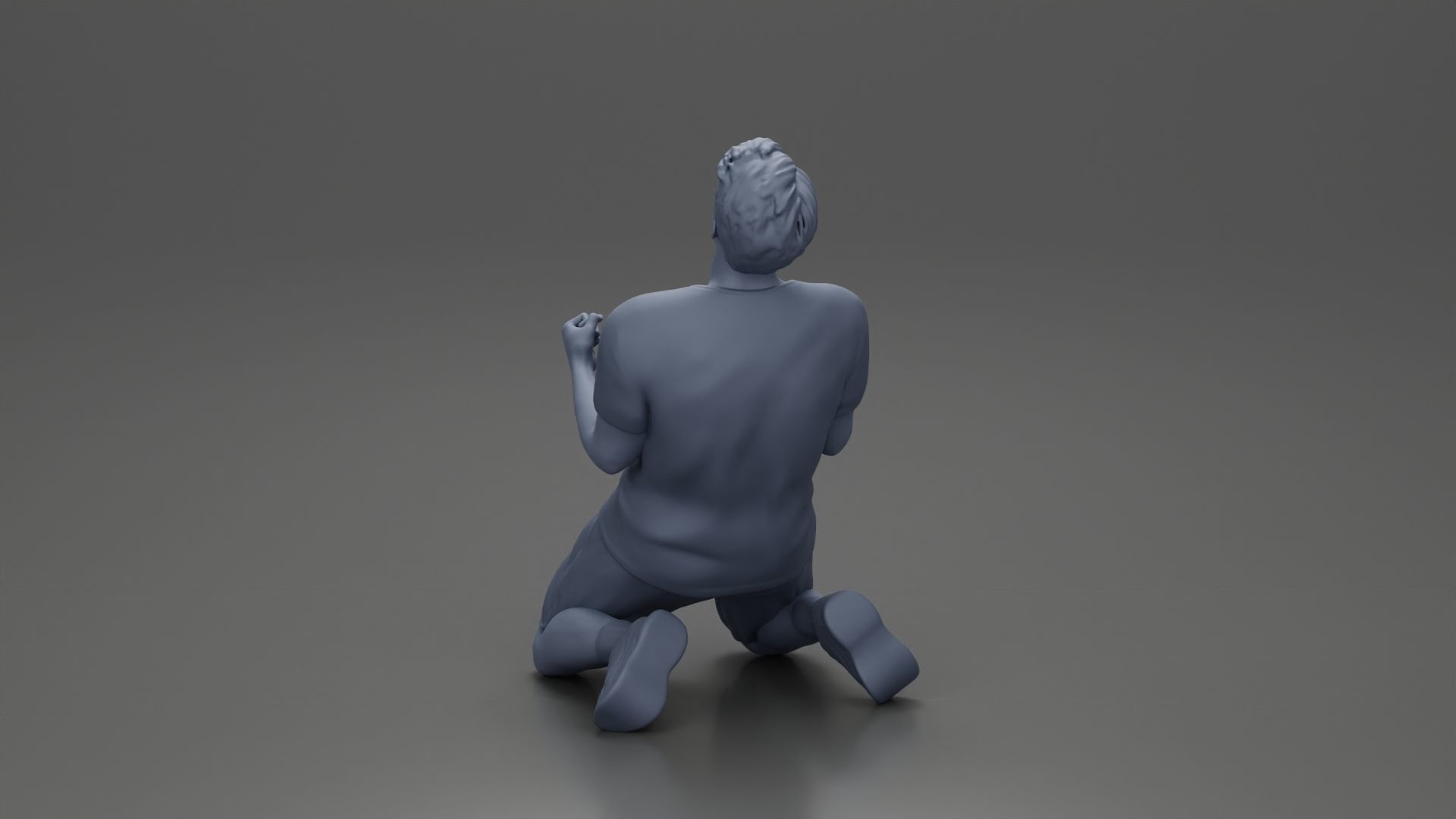 tennis player holding racket sits in celebration of his victory 3D print model_21