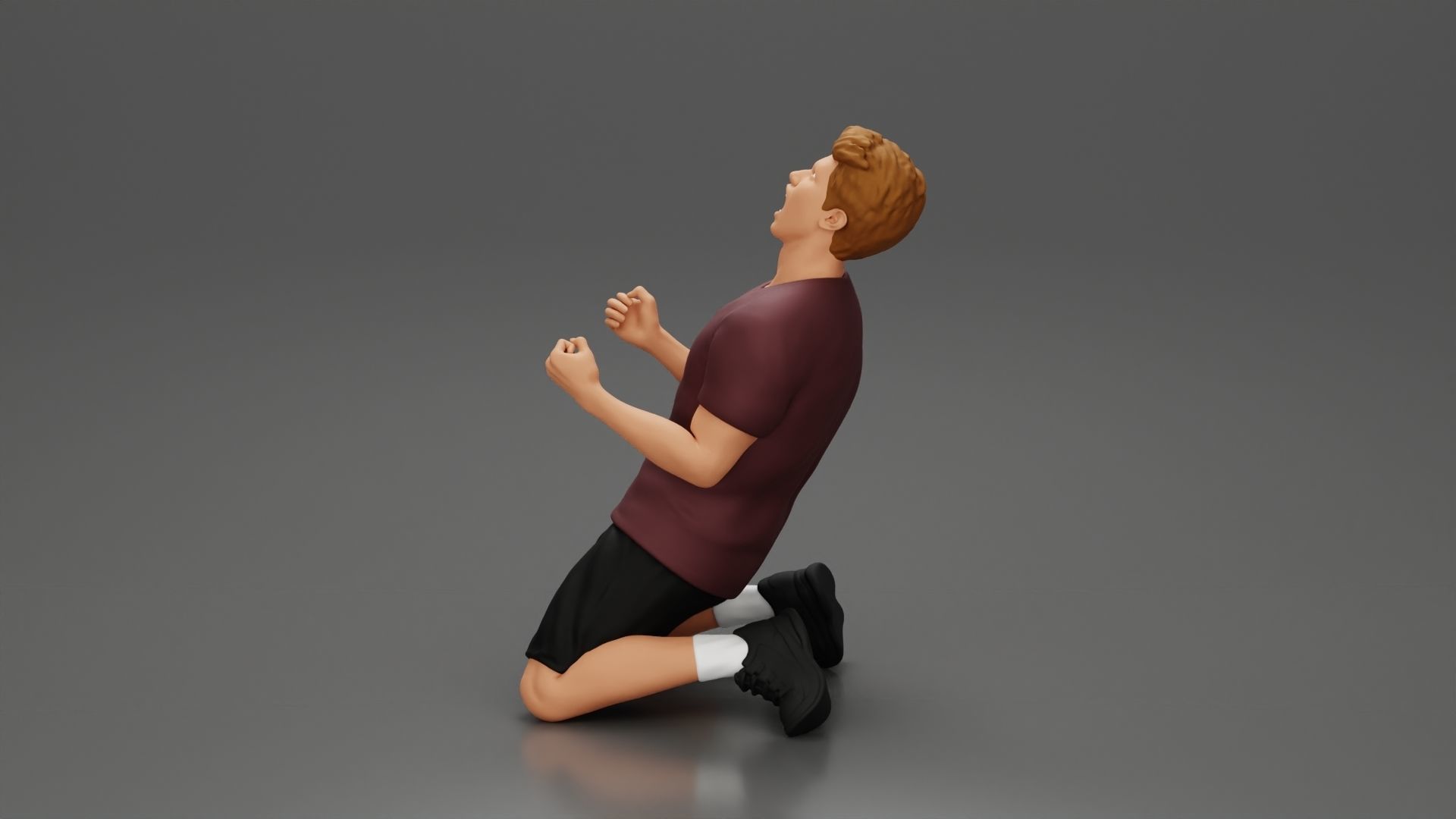 tennis player holding racket sits in celebration of his victory 3D print model_16