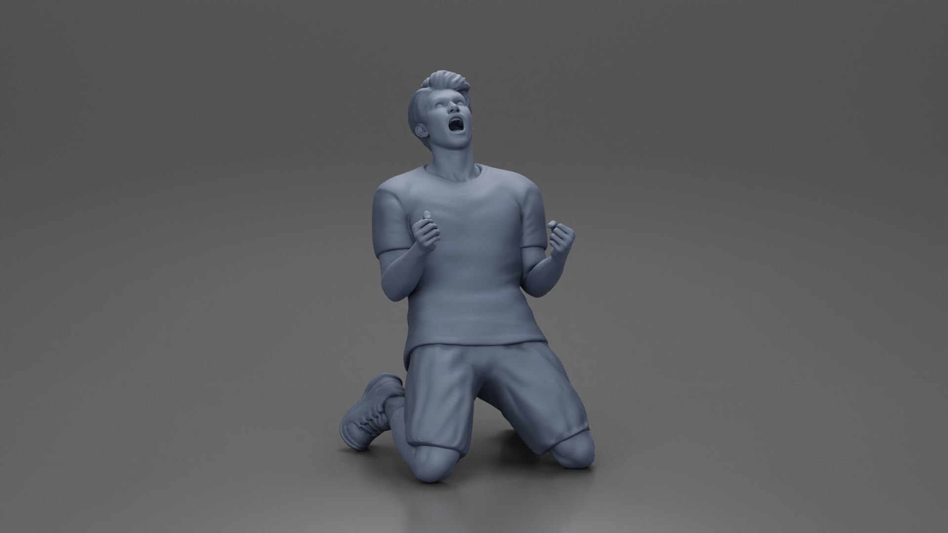 tennis player holding racket sits in celebration of his victory 3D print model_18