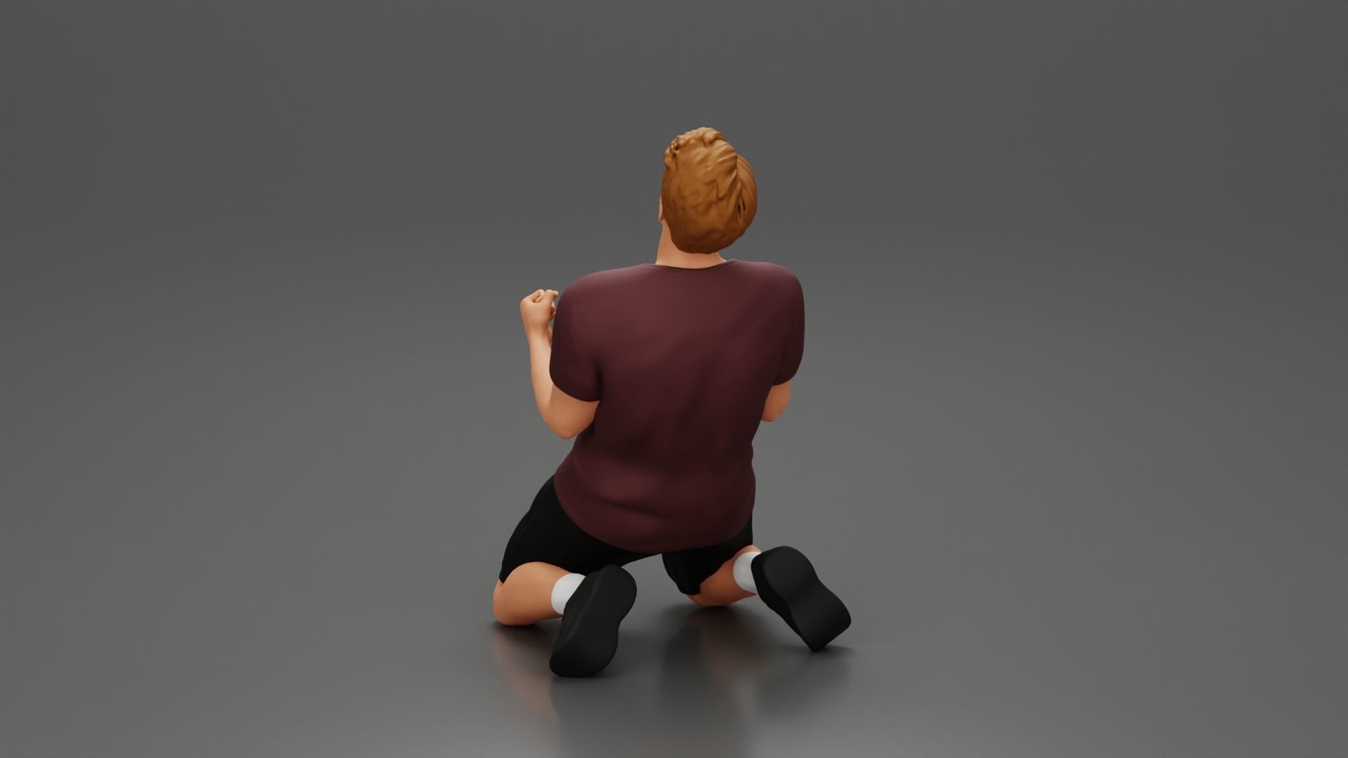 tennis player holding racket sits in celebration of his victory 3D print model_15