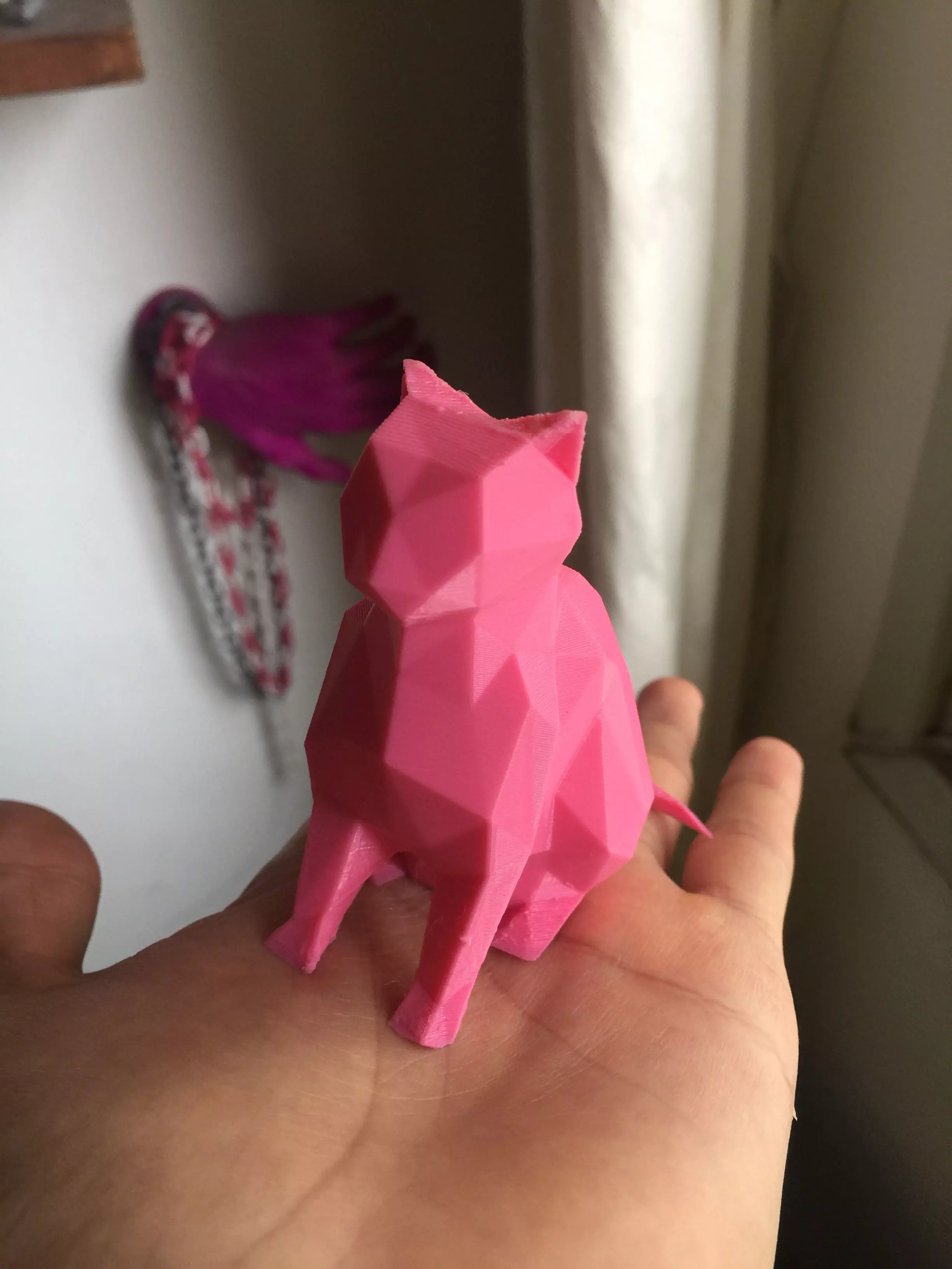 Geodesic low poly cat 3D print model_0