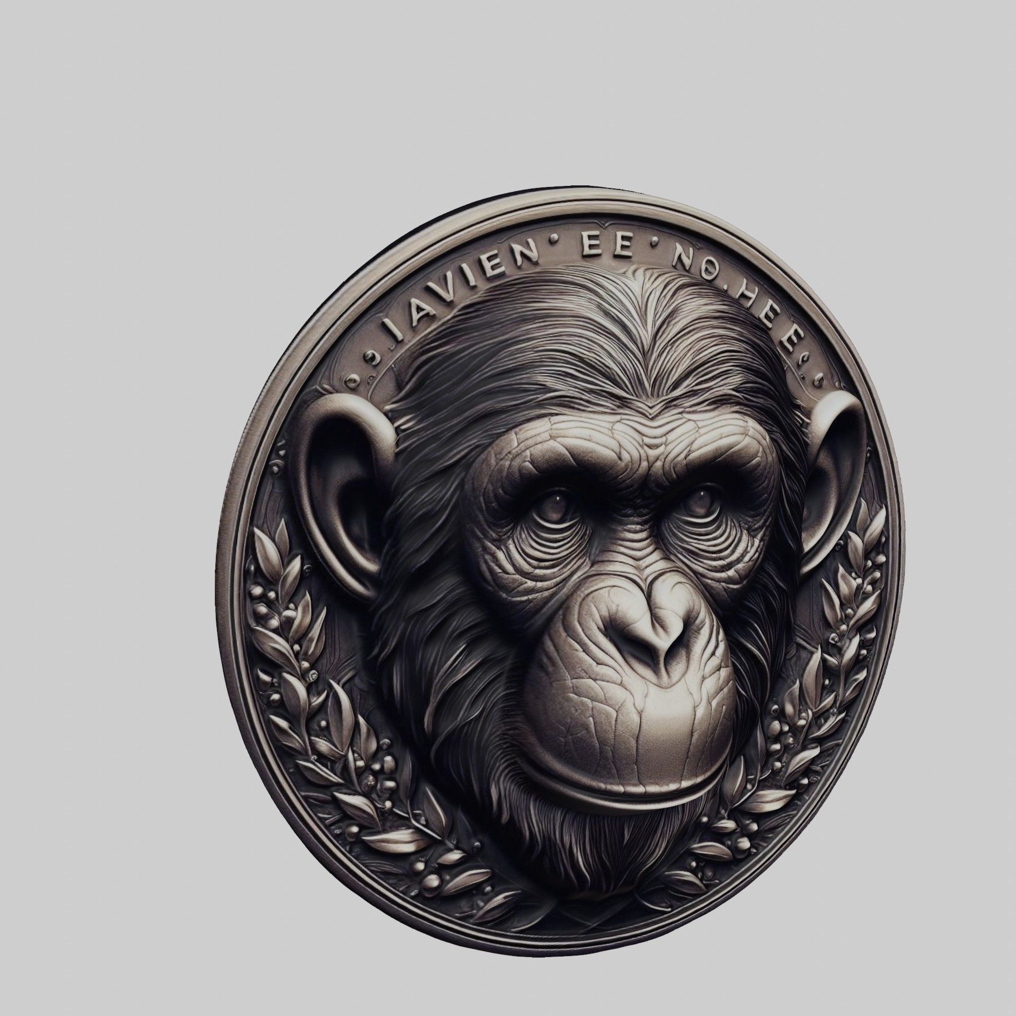 Chimpanzee Animal Chimpanzee Animal Medallion  3D print model_1