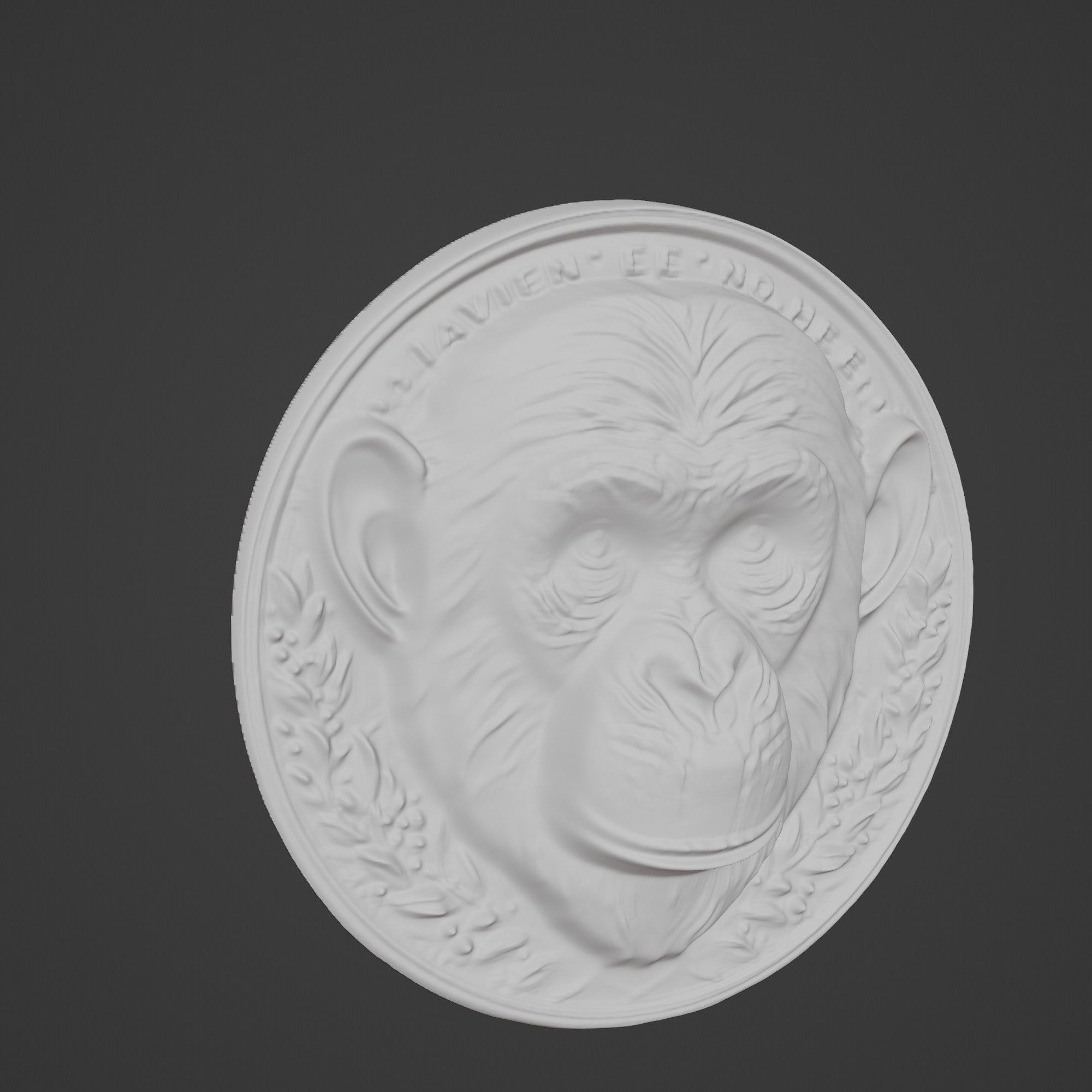 Chimpanzee Animal Chimpanzee Animal Medallion  3D print model_3