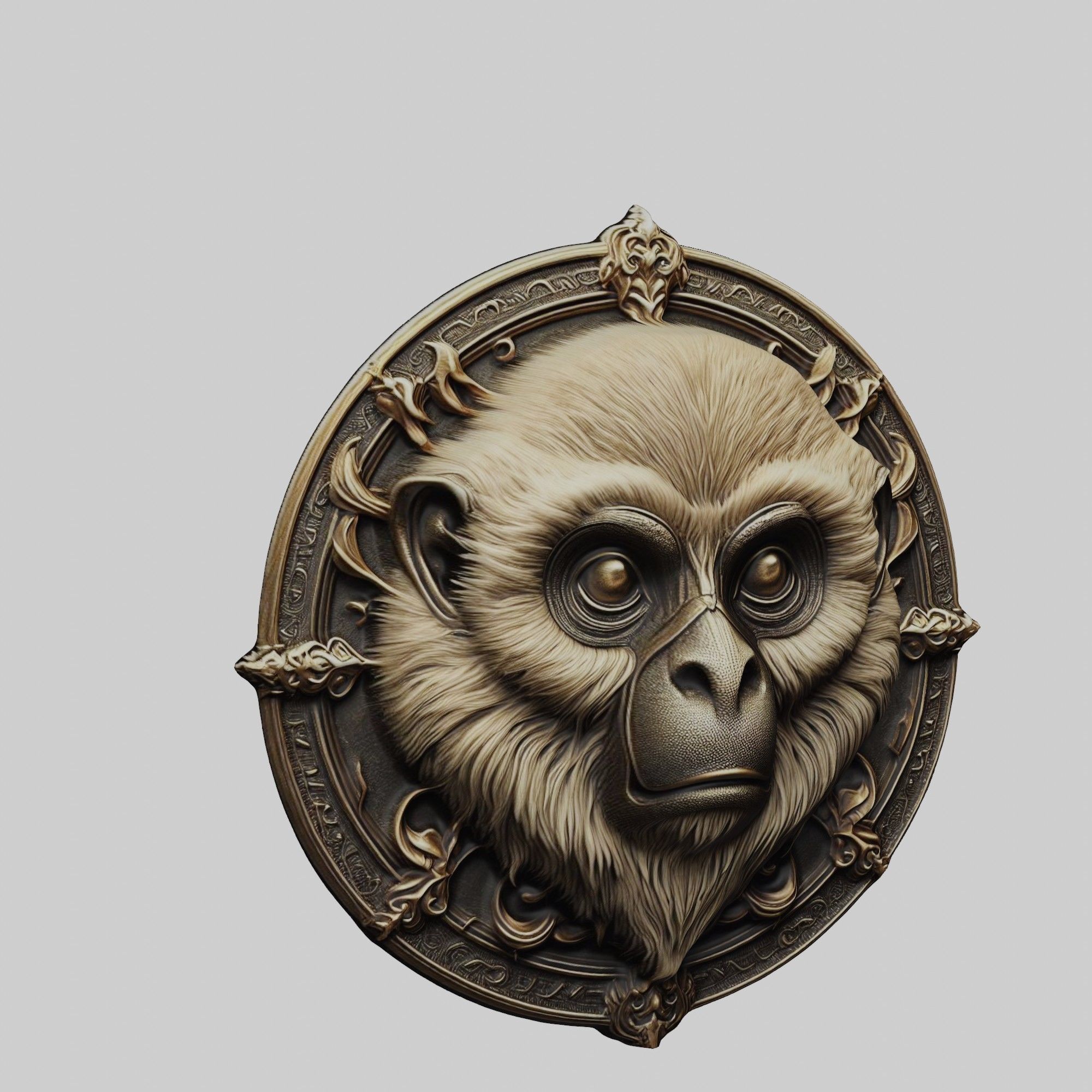 Gibbon Animal Gibbon Animal Medallion  3D print model_1