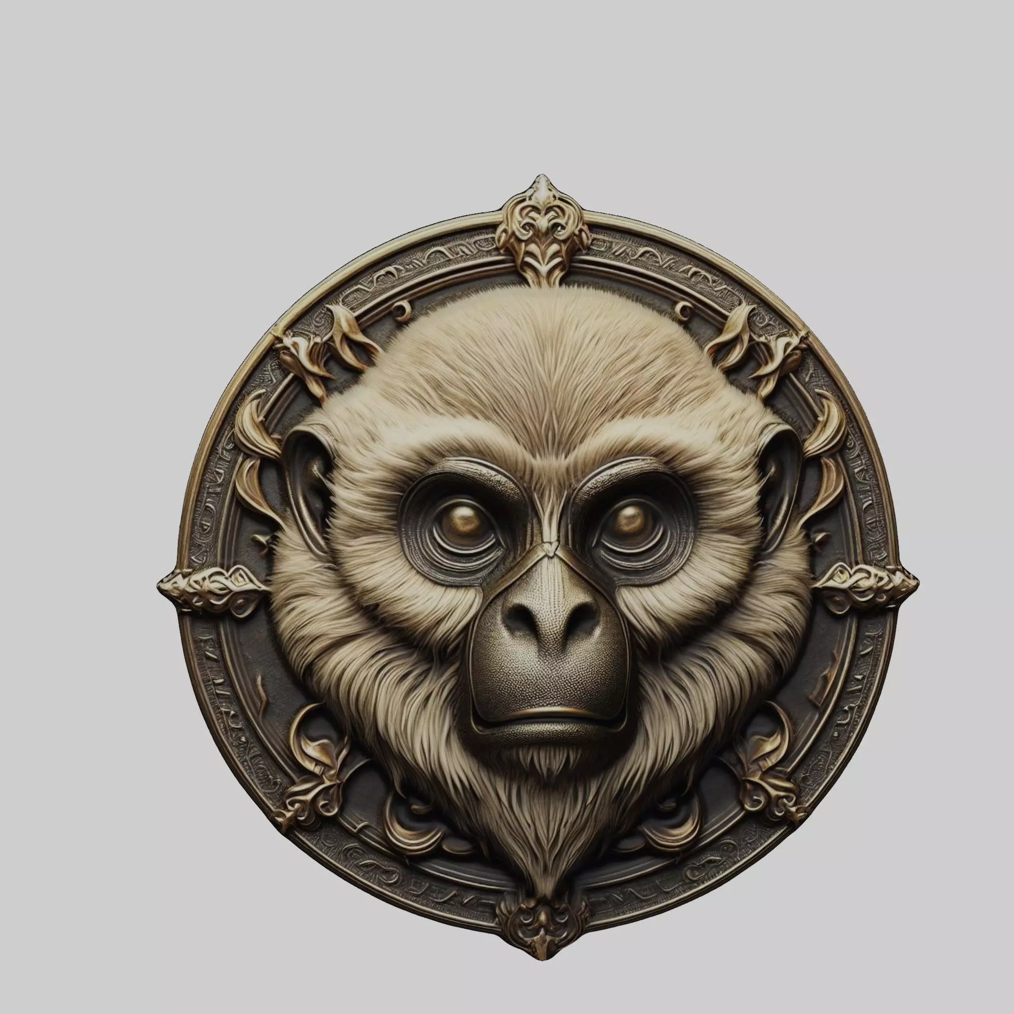 Gibbon Animal Gibbon Animal Medallion  3D print model_0