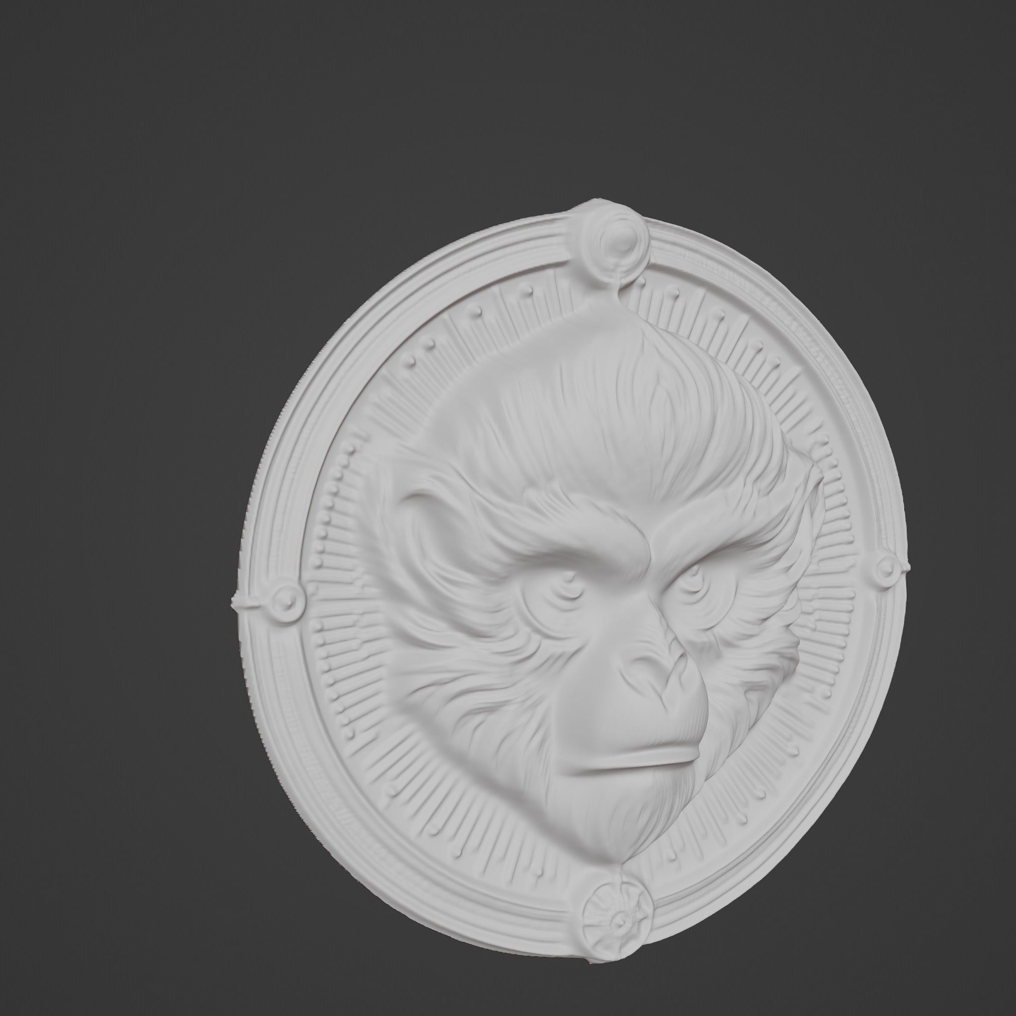 Gibbon Animal Gibbon Animal Medallion  3D print model_3