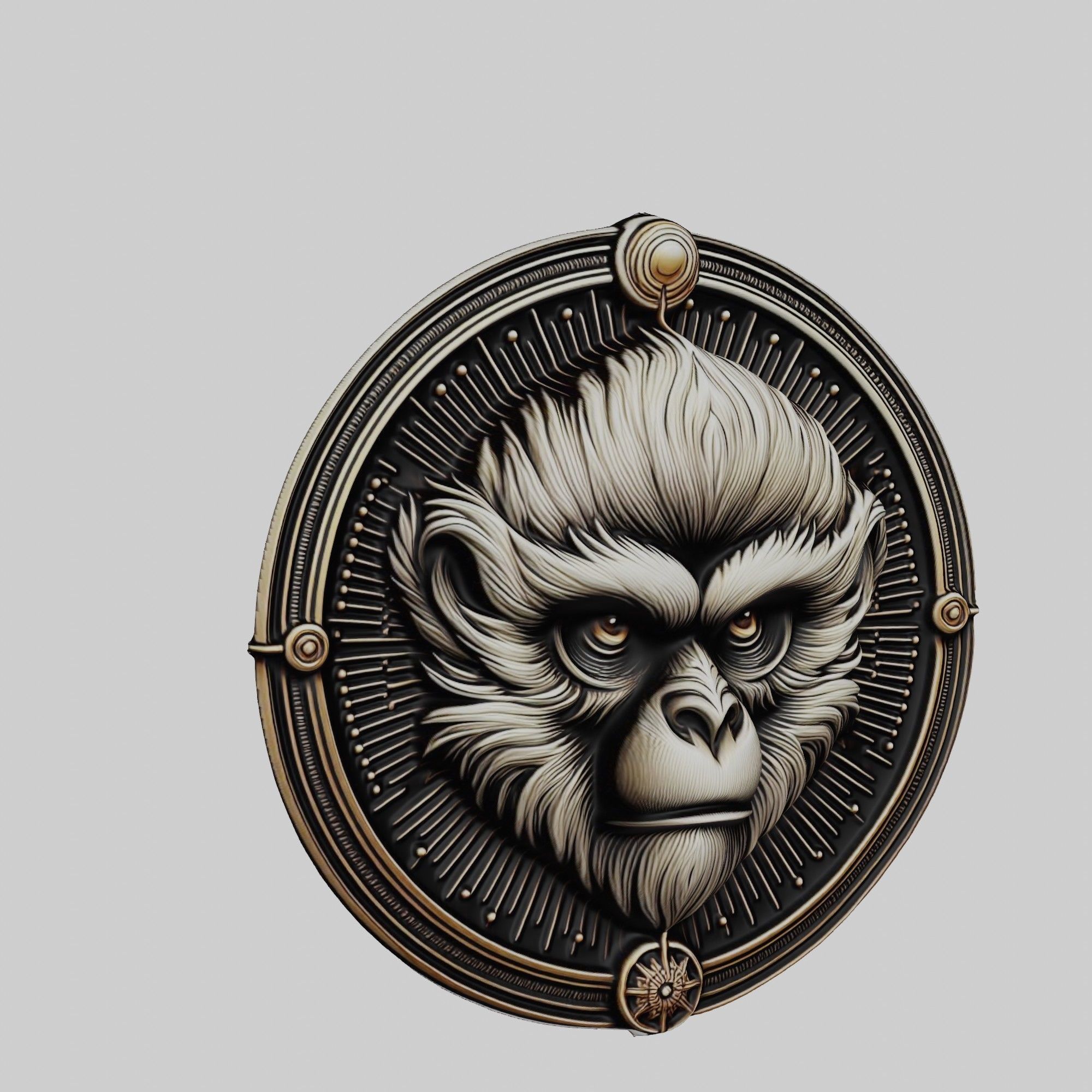 Gibbon Animal Gibbon Animal Medallion  3D print model_1
