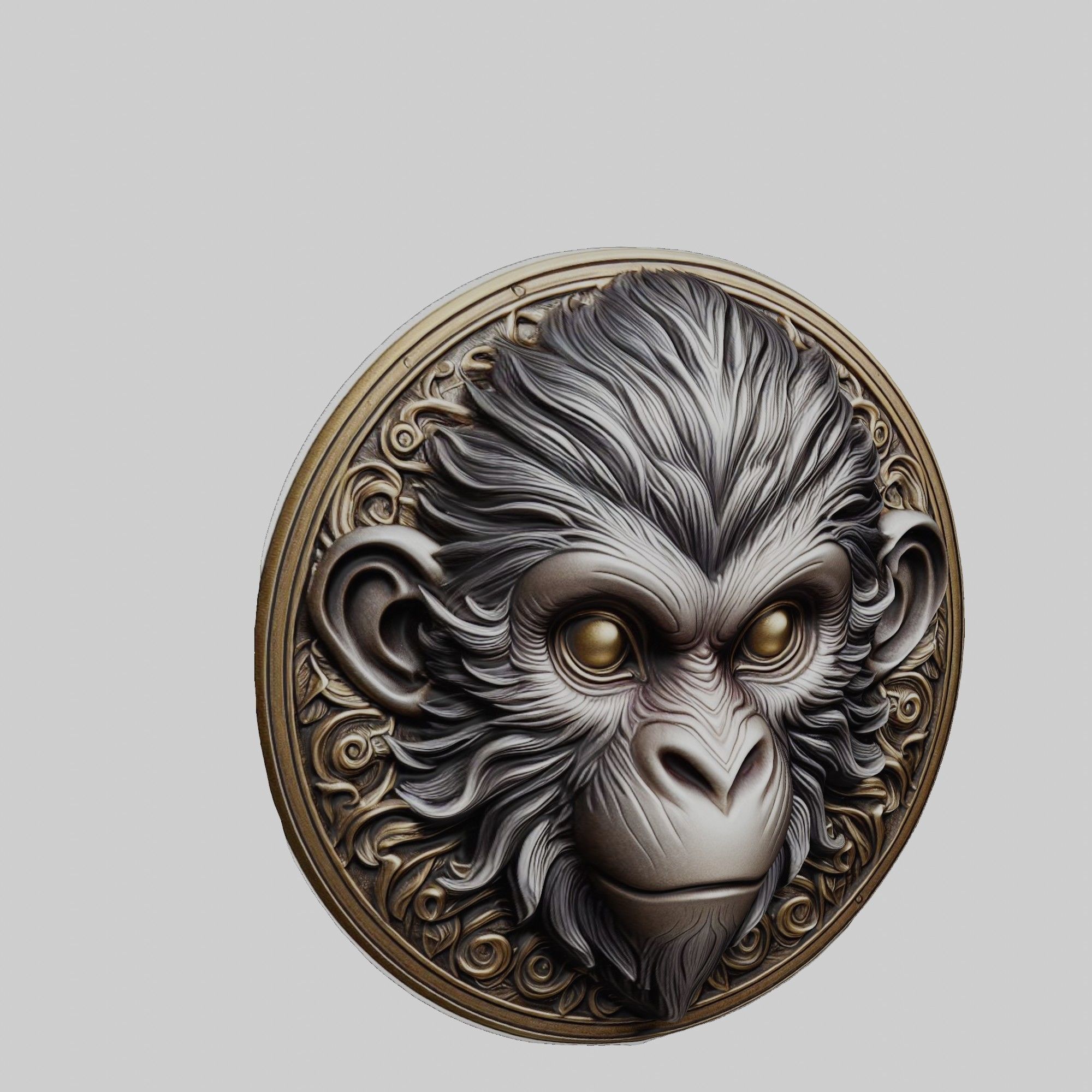 Monkey Animal Monkey Animal Medallion  3D print model_1
