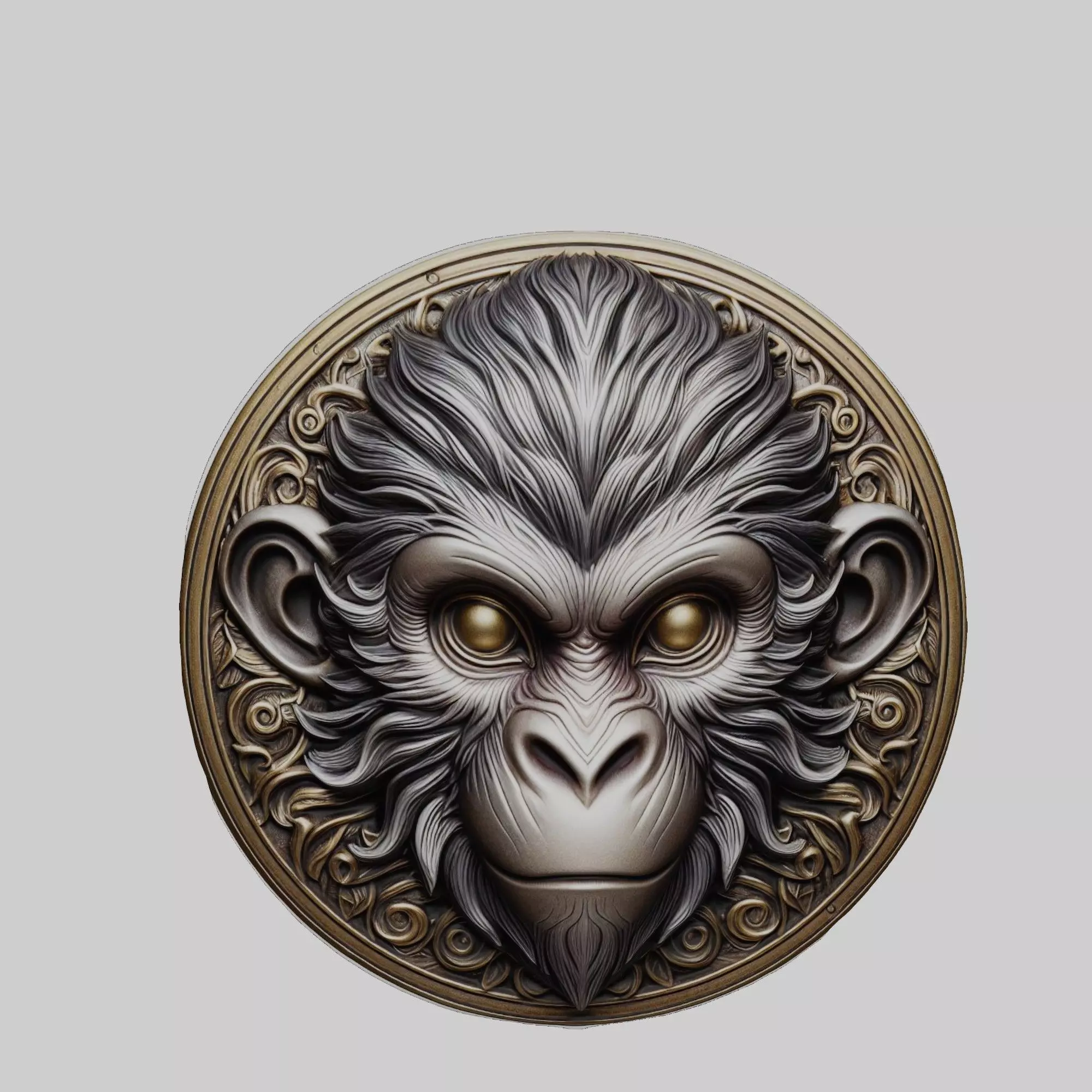 Monkey Animal Monkey Animal Medallion  3D print model_0