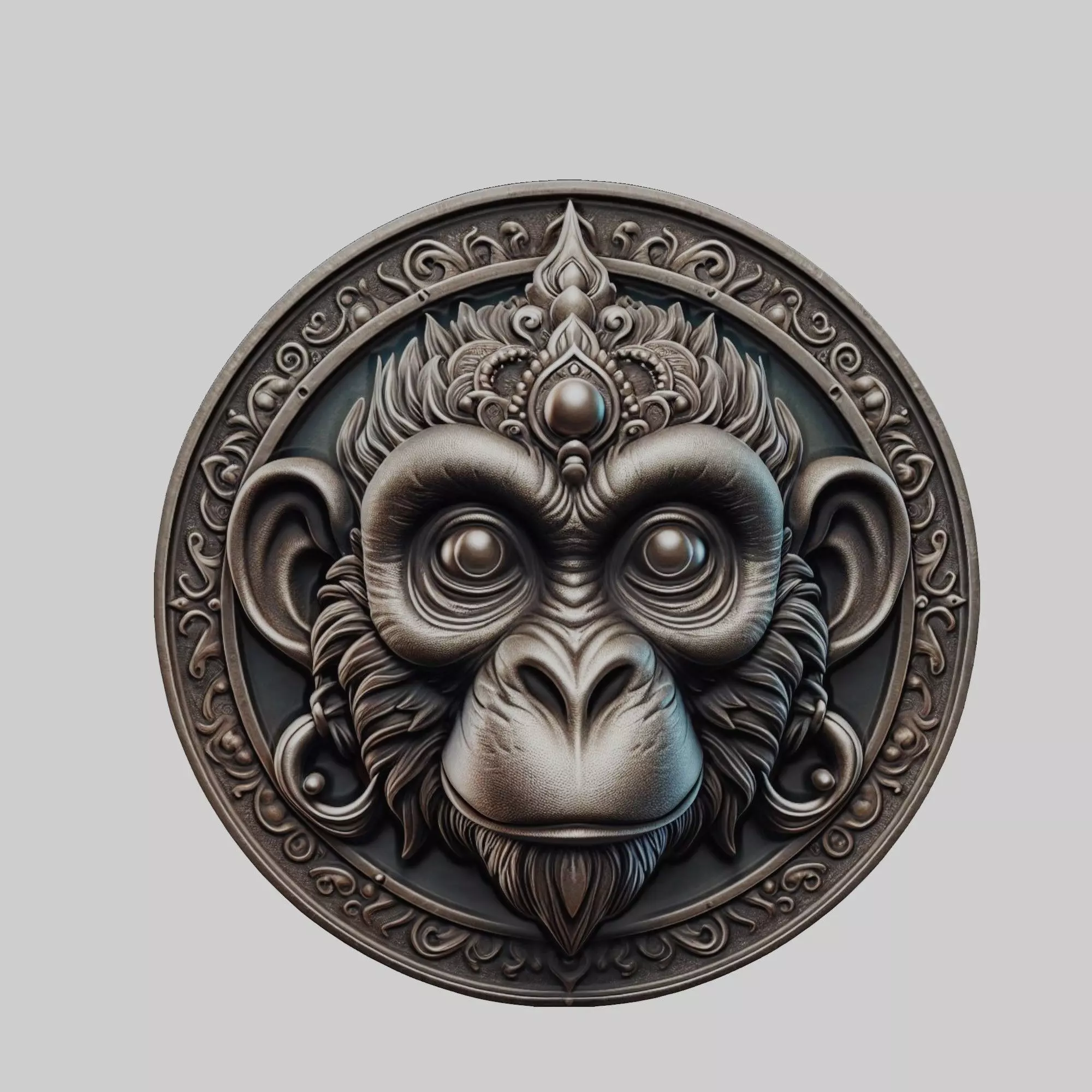Monkey Animal Monkey Animal Medallion  3D print model_0