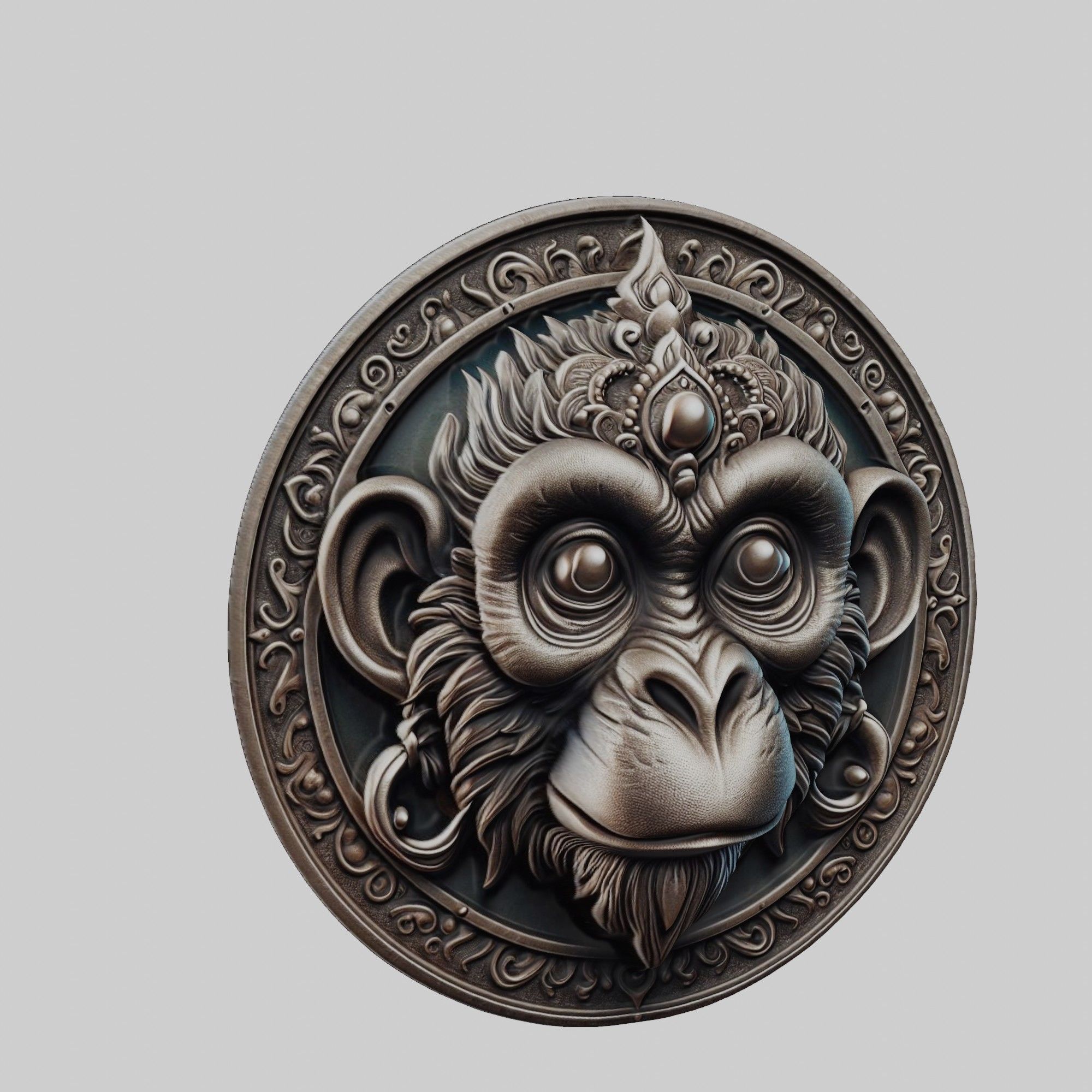Monkey Animal Monkey Animal Medallion  3D print model_1