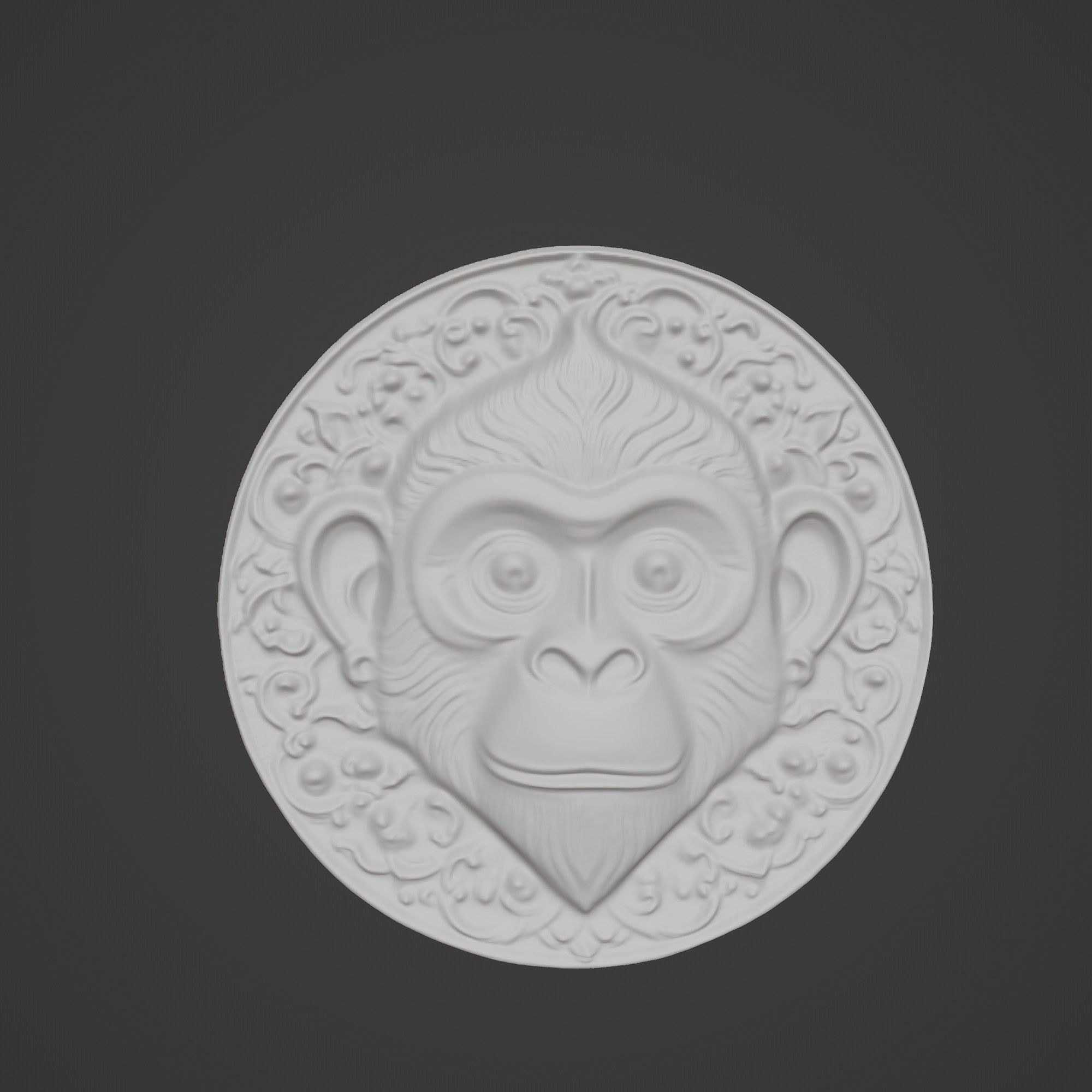 Monkey Animal Monkey Animal Medallion  3D print model_2