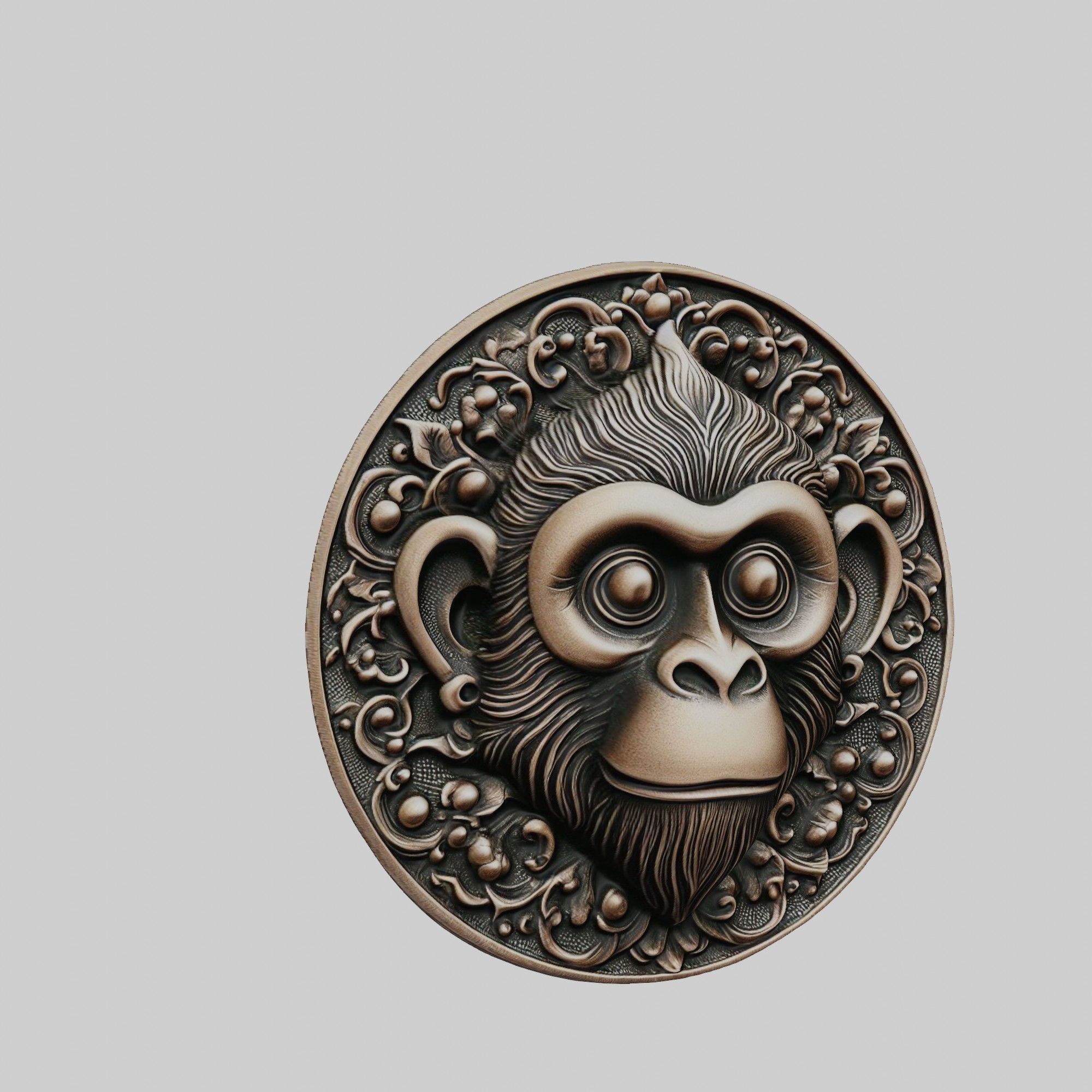 Monkey Animal Monkey Animal Medallion  3D print model_1