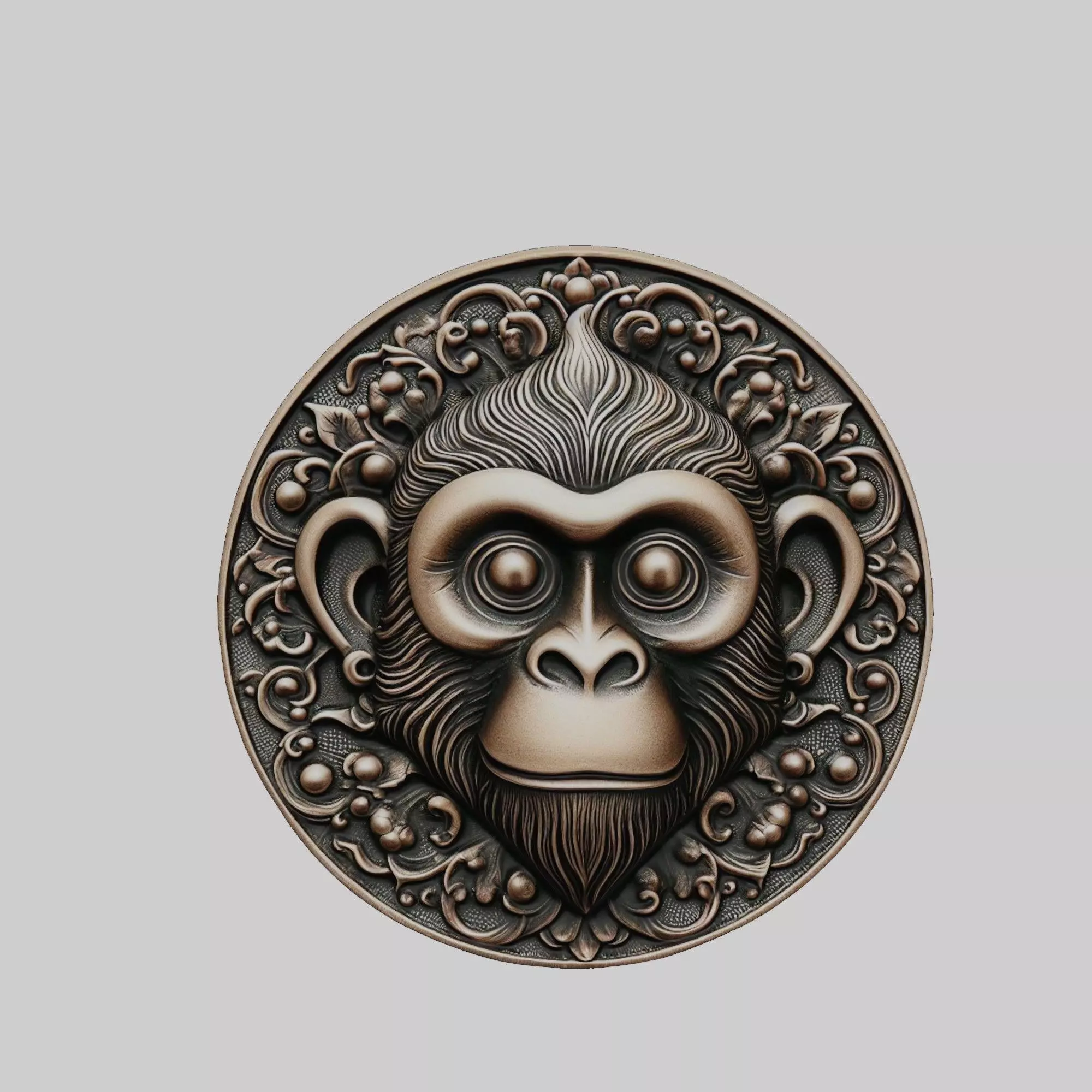 Monkey Animal Monkey Animal Medallion  3D print model_0