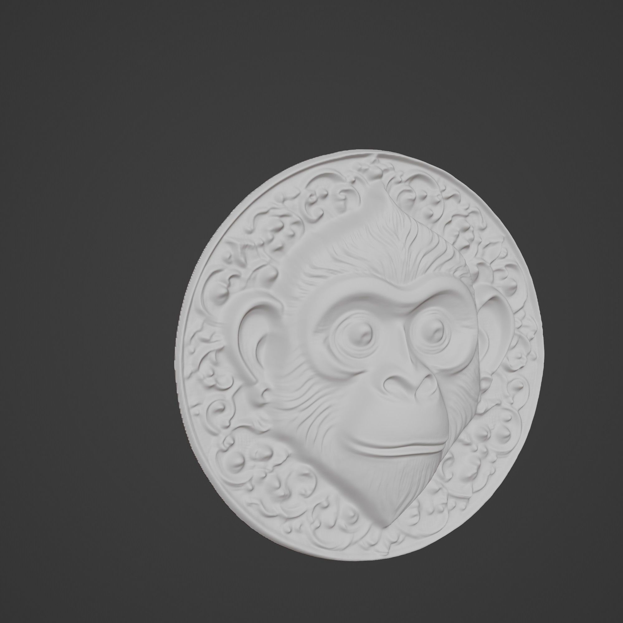 Monkey Animal Monkey Animal Medallion  3D print model_3