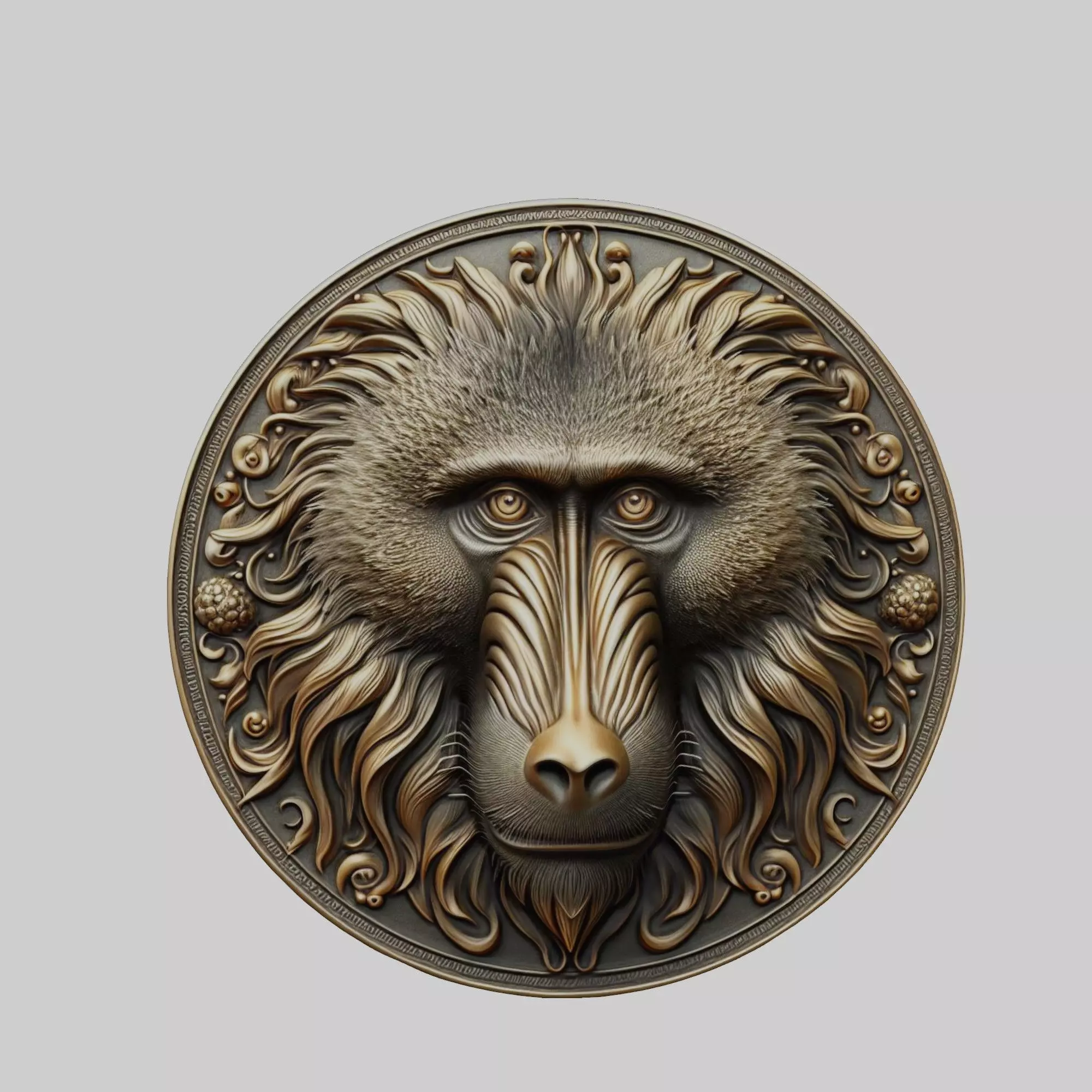 Baboon Animal Baboon Animal Medallion 3D print model