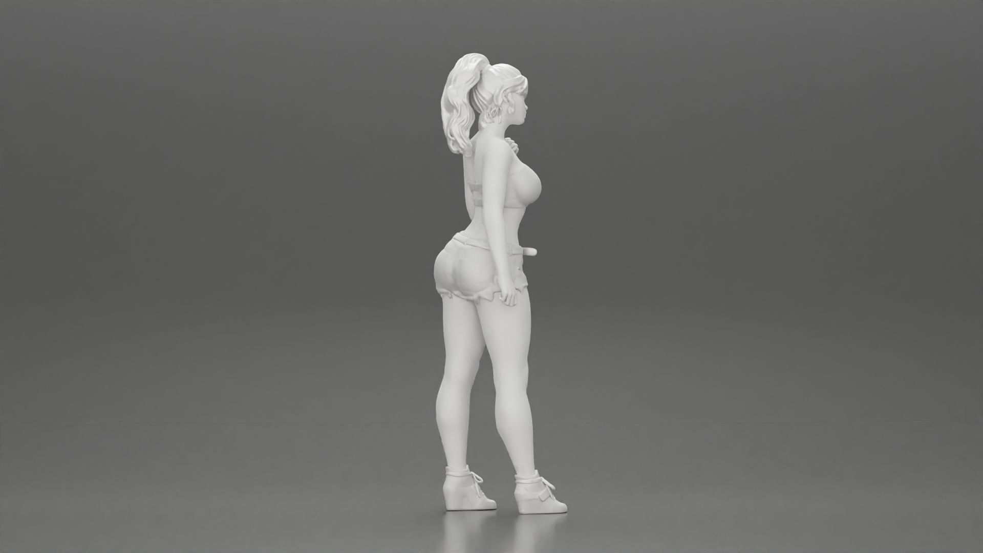 Sexy girl in shorts and bra 3D print model_8