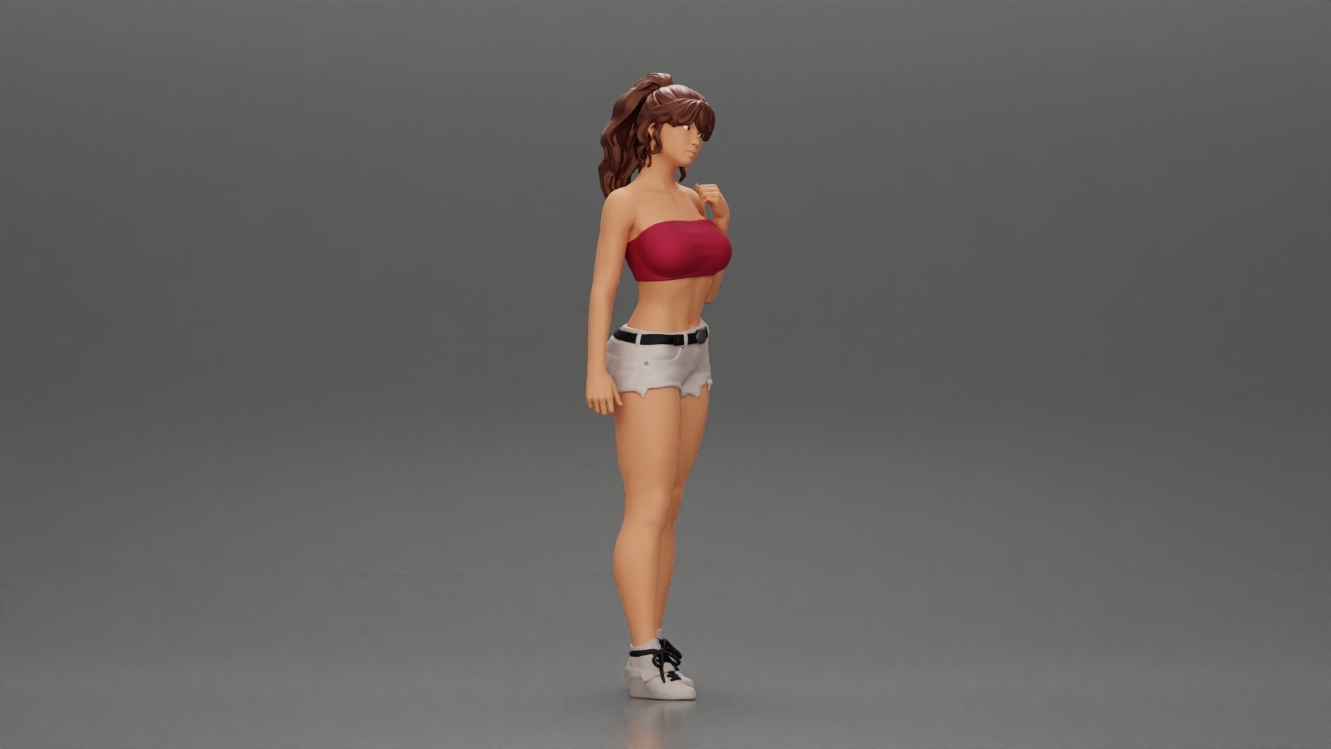 Sexy girl in shorts and bra 3D print model_1