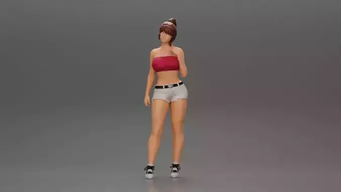 Sexy girl in shorts and bra