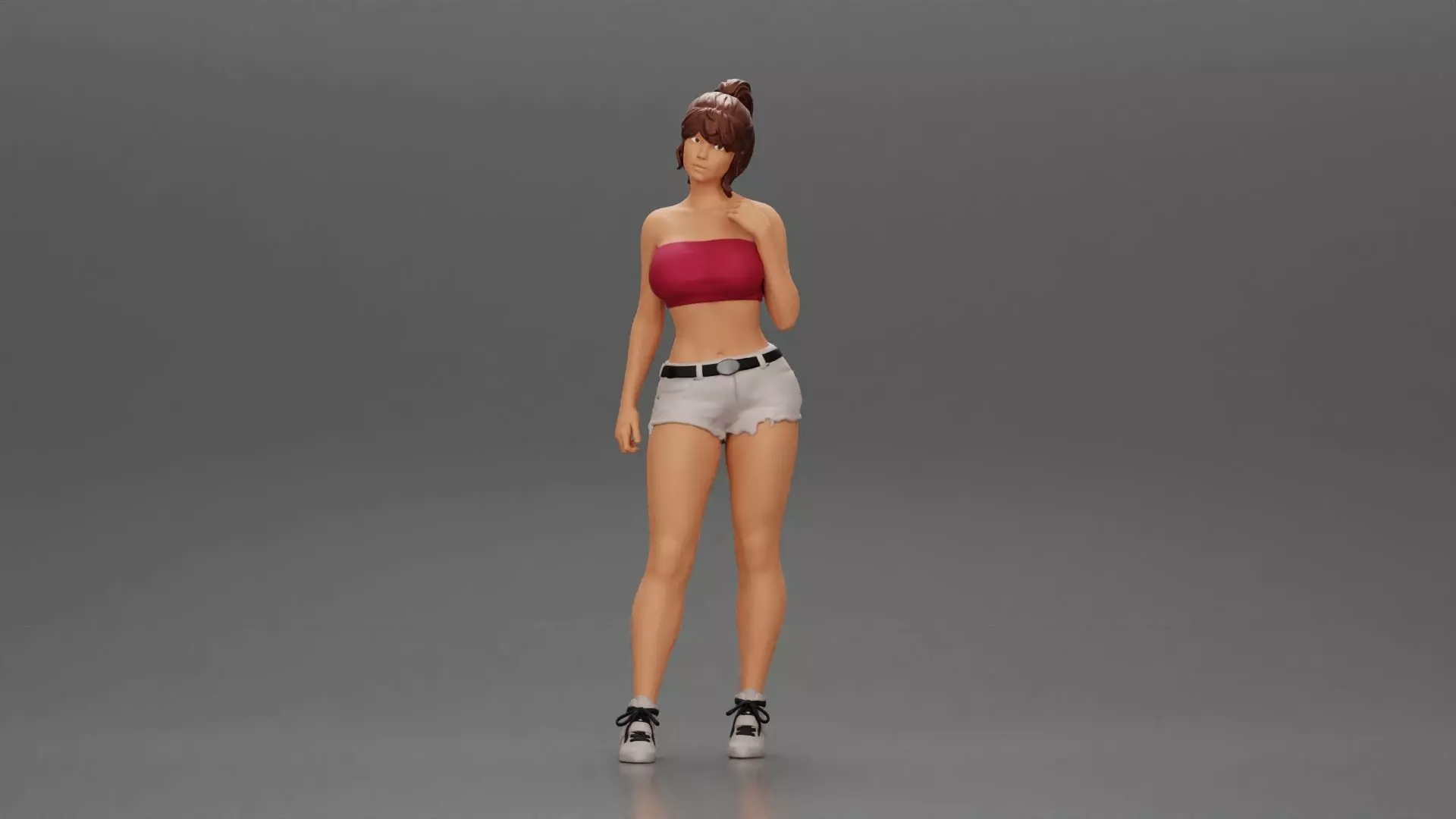 Sexy girl in shorts and bra 3D print model_0