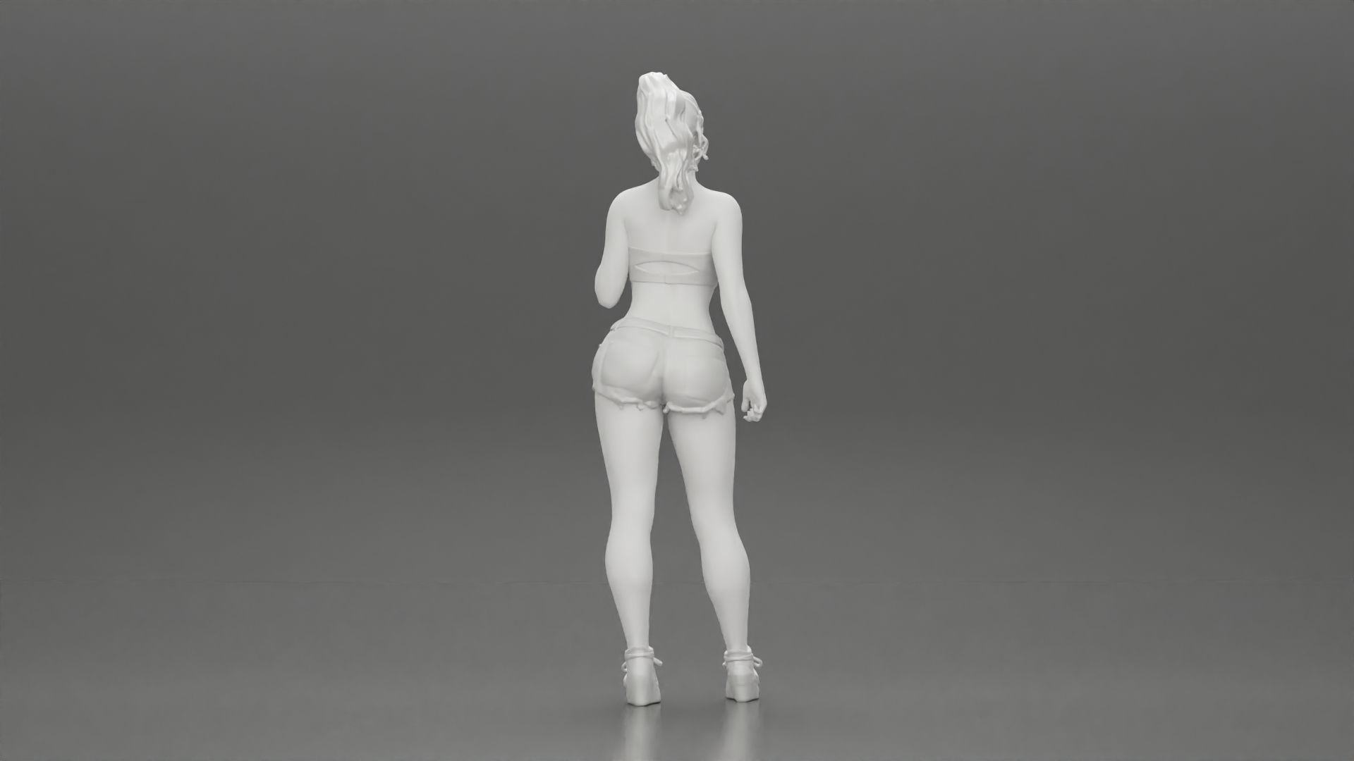Sexy girl in shorts and bra 3D print model_9