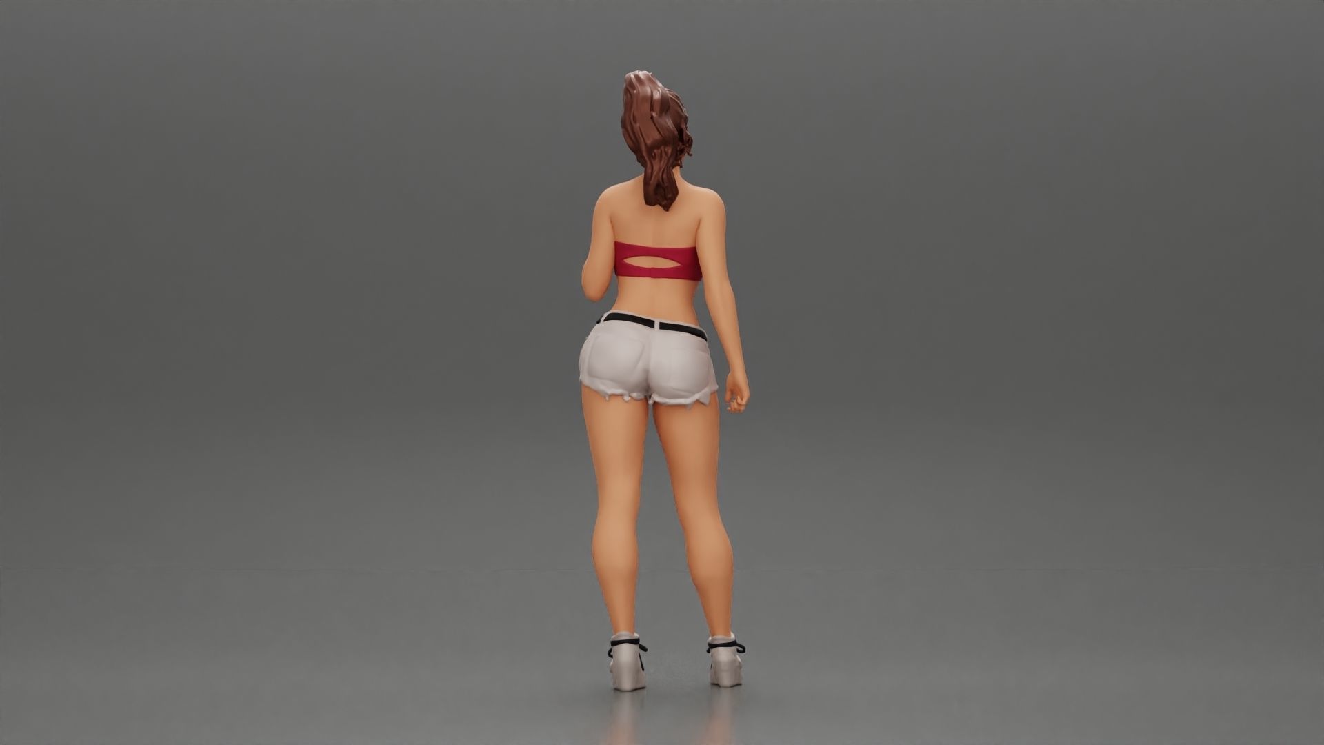 Sexy girl in shorts and bra 3D print model_3