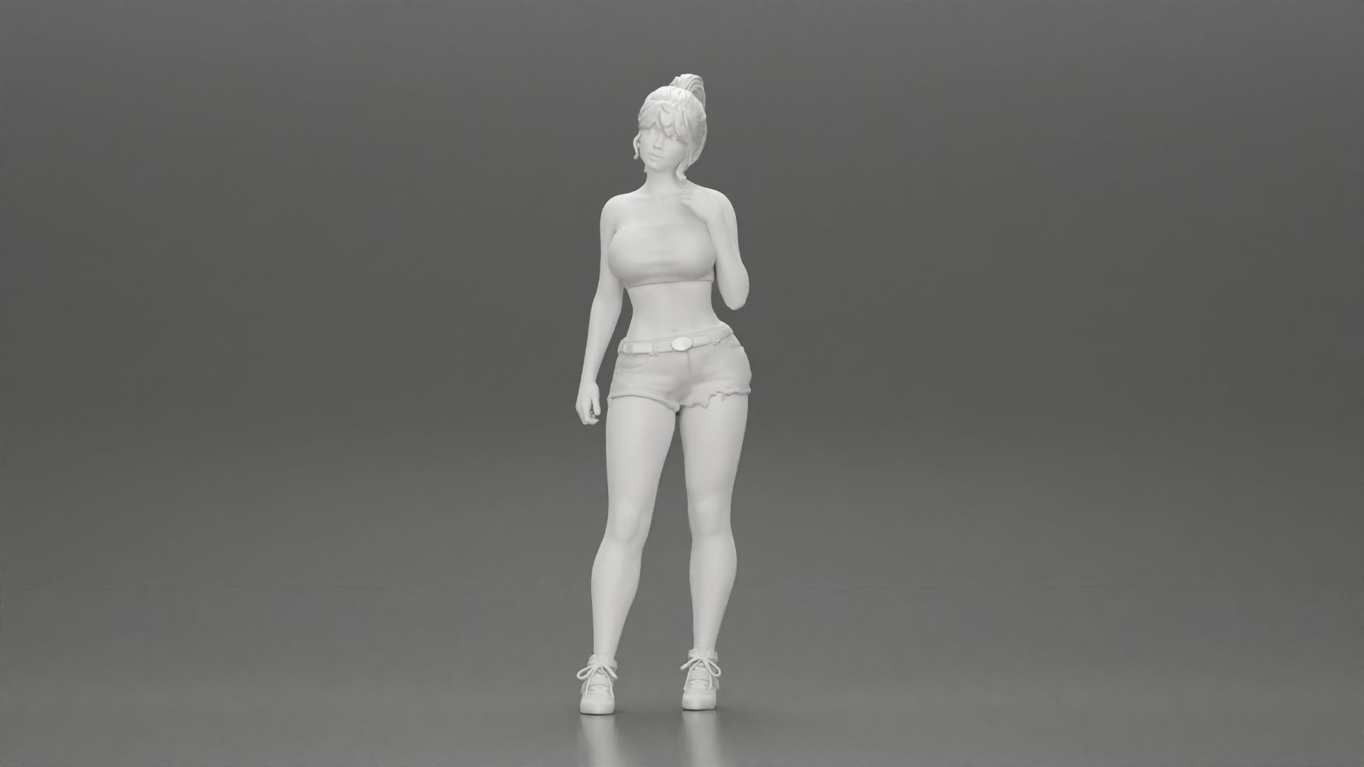 Sexy girl in shorts and bra 3D print model_6