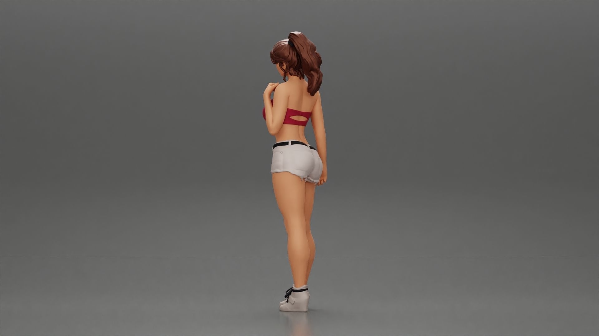 Sexy girl in shorts and bra 3D print model_4