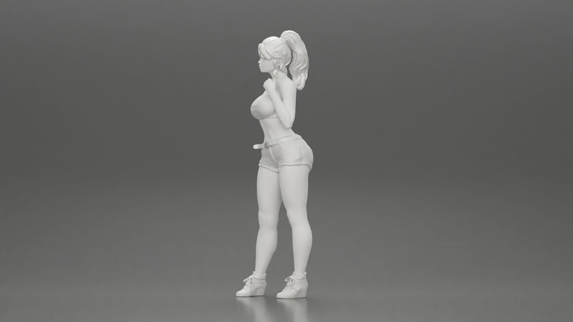 Sexy girl in shorts and bra 3D print model_11