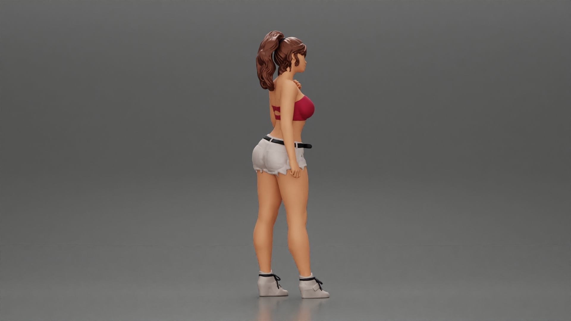 Sexy girl in shorts and bra 3D print model_2