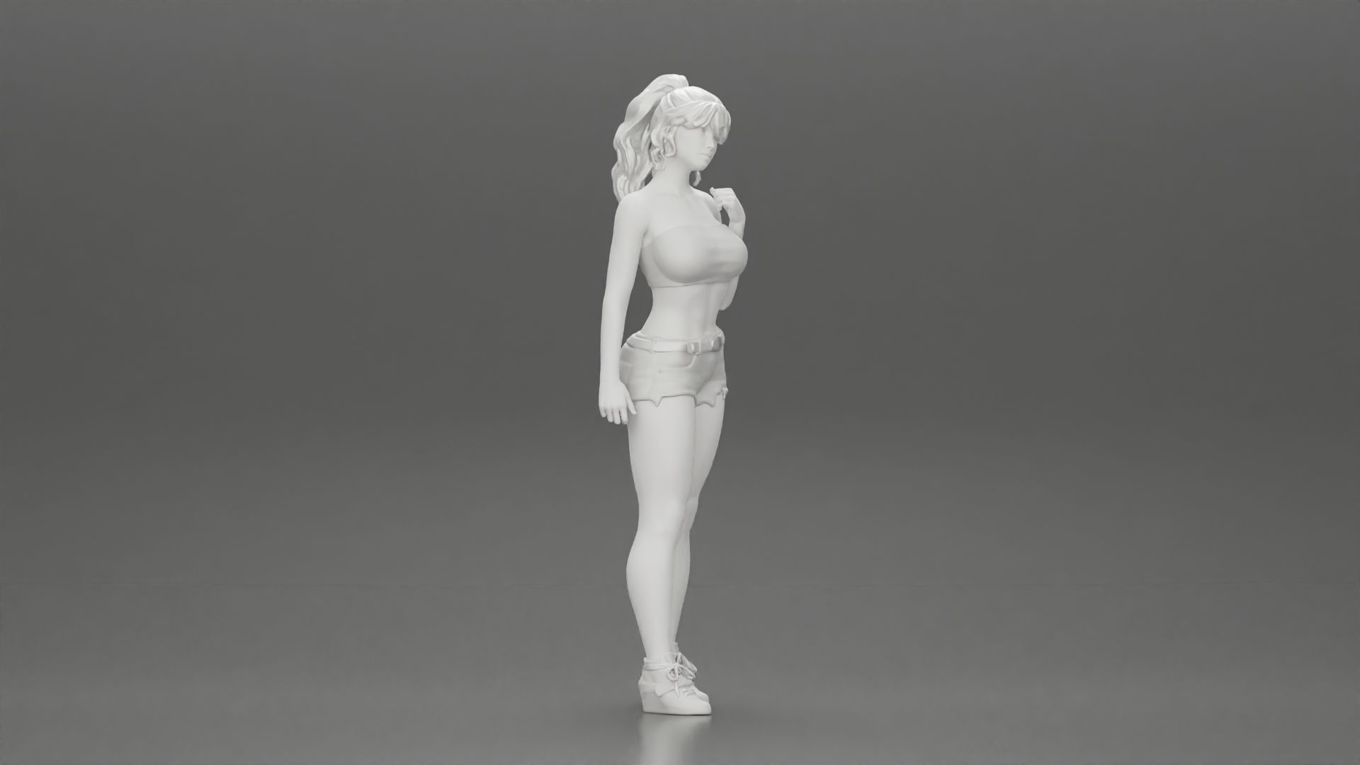 Sexy girl in shorts and bra 3D print model_7