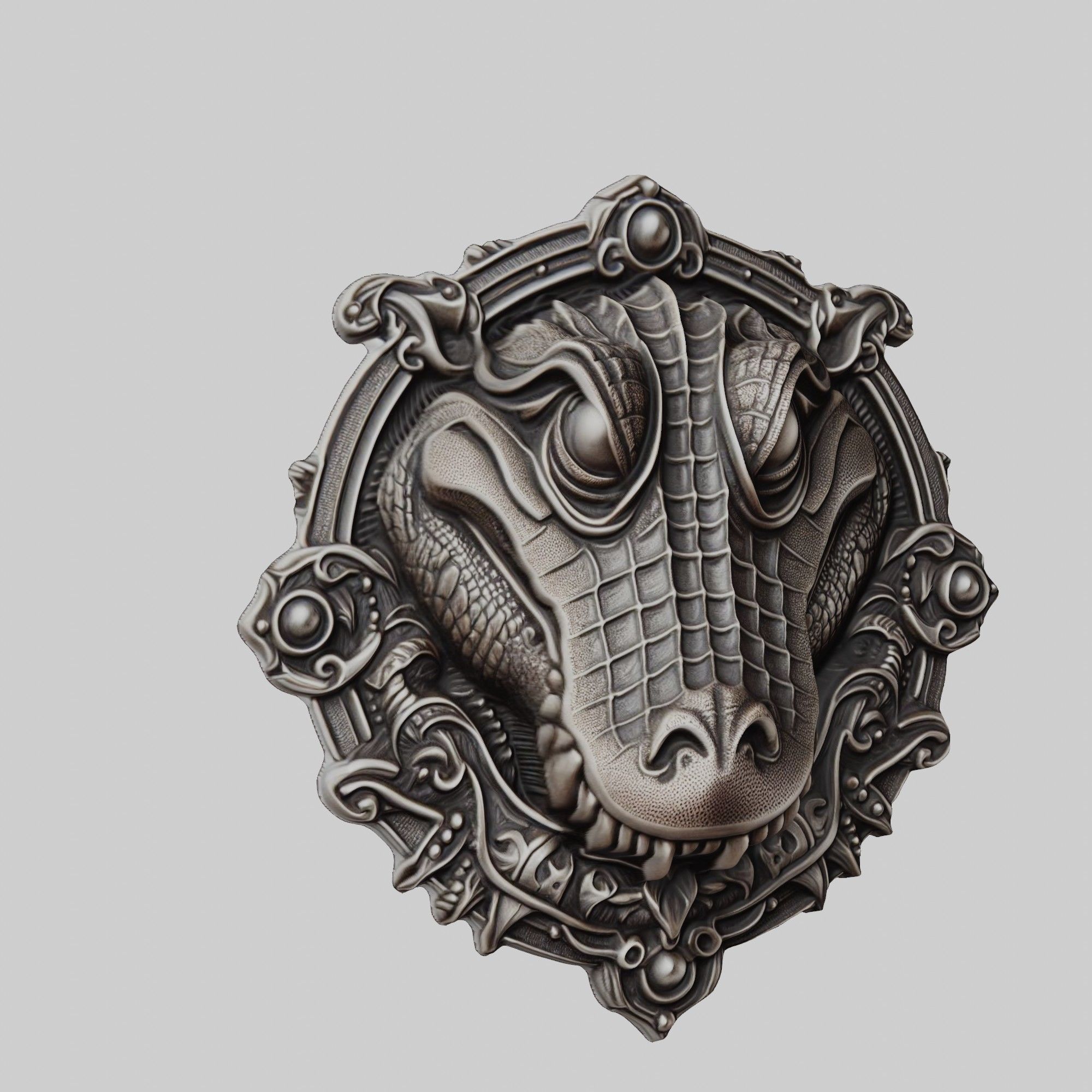 Alligator Animal Alligator Animal Medallion  3D print model_1