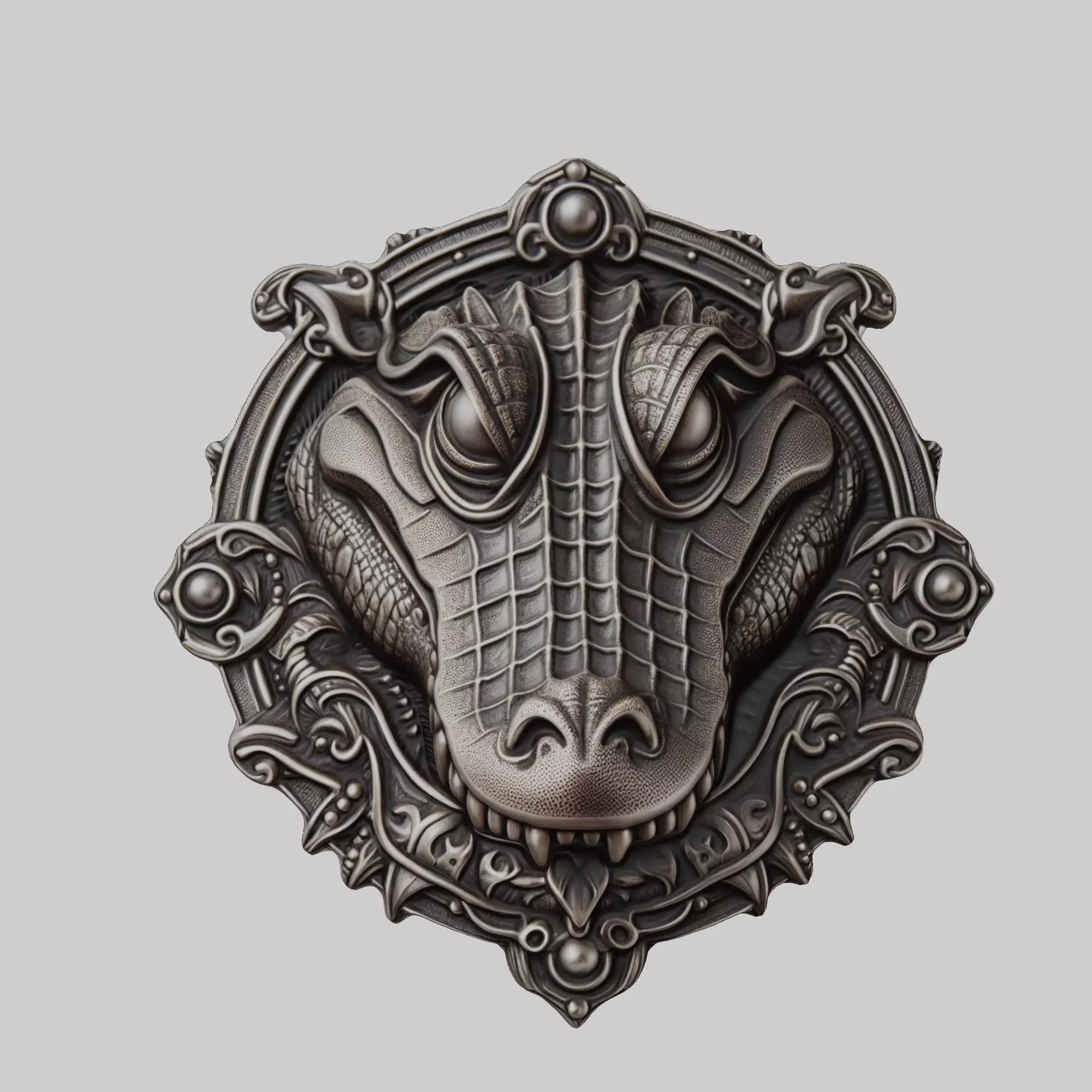 Alligator Animal Alligator Animal Medallion  3D print model_0