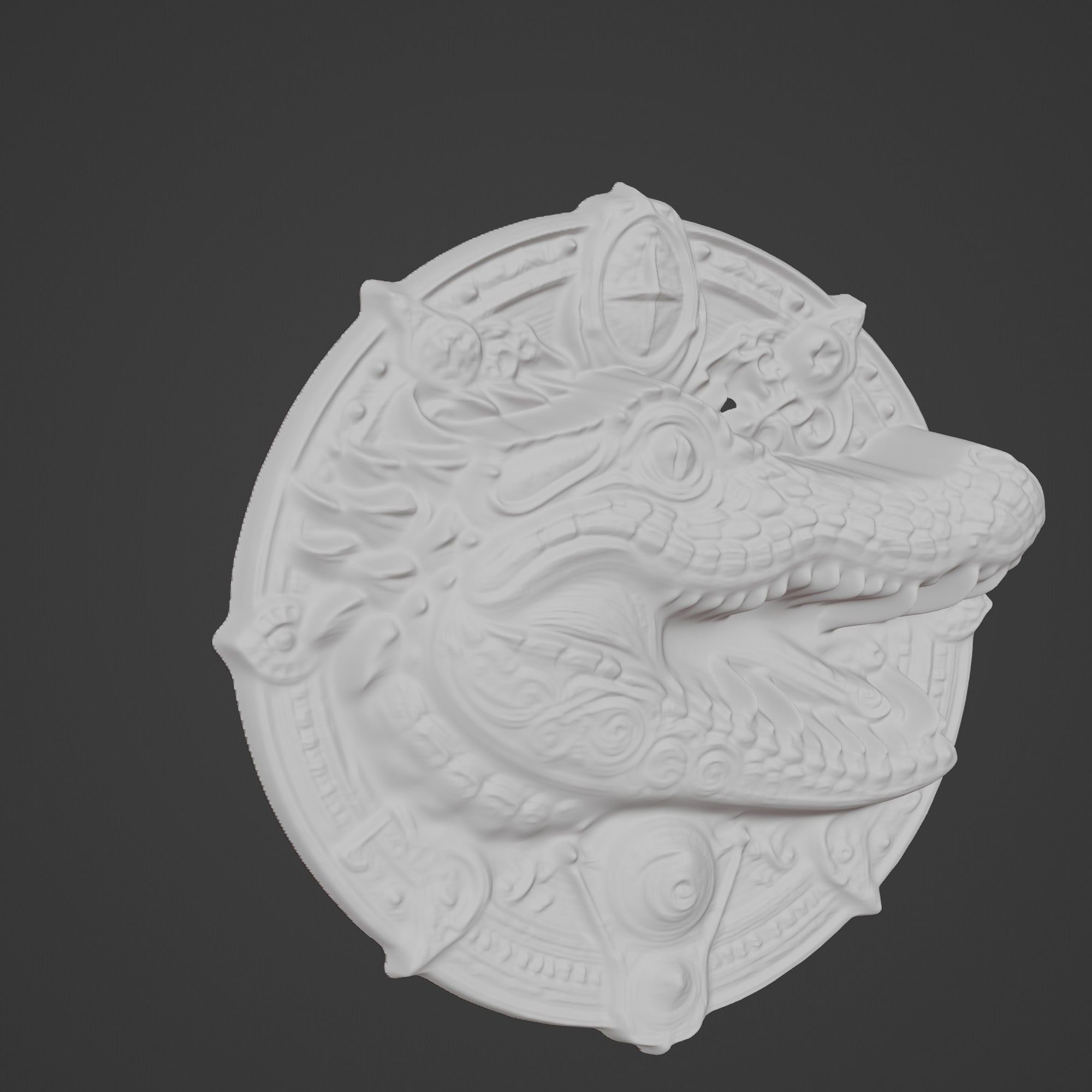 Alligator Animal Alligator Animal Medallion  3D print model_3