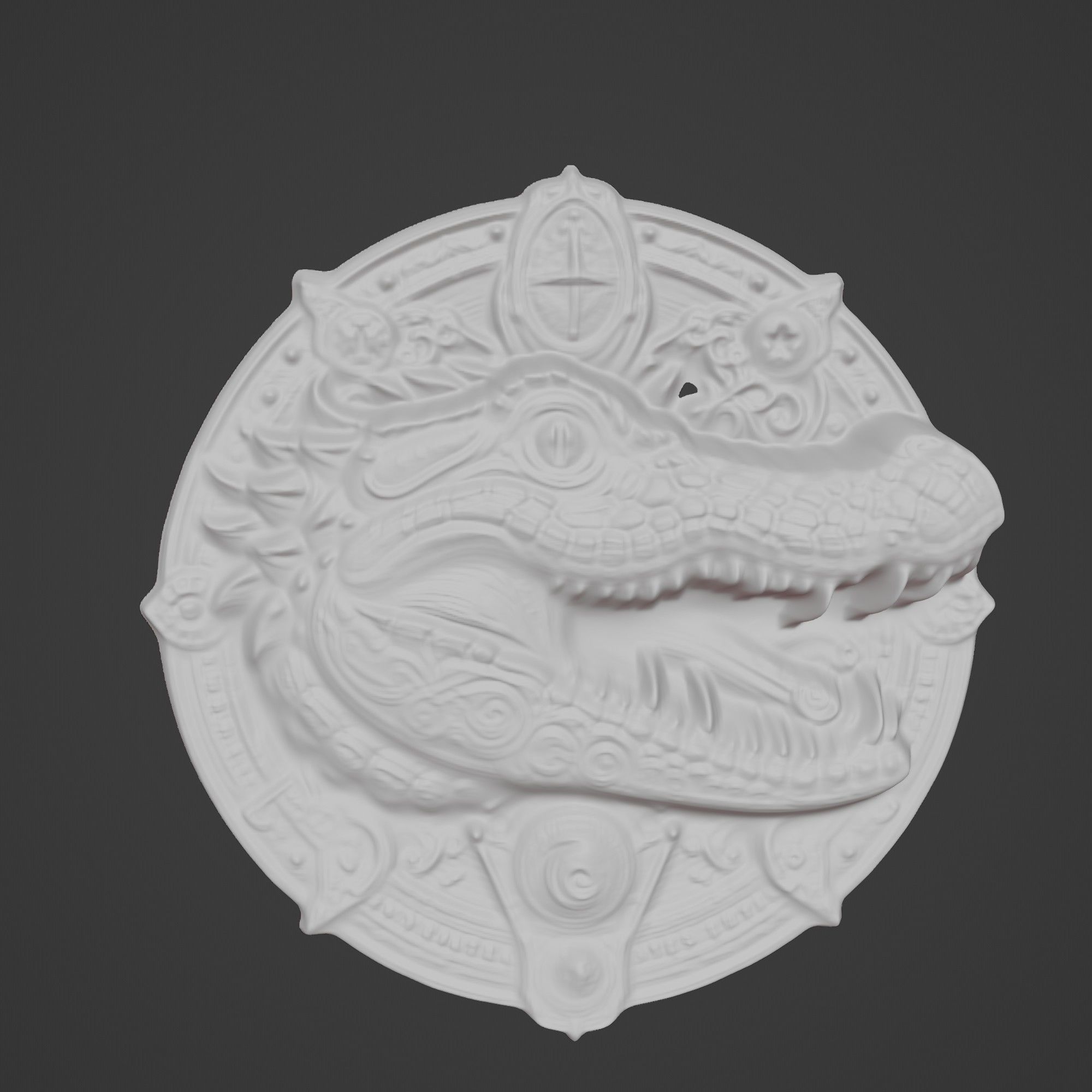 Alligator Animal Alligator Animal Medallion  3D print model_2