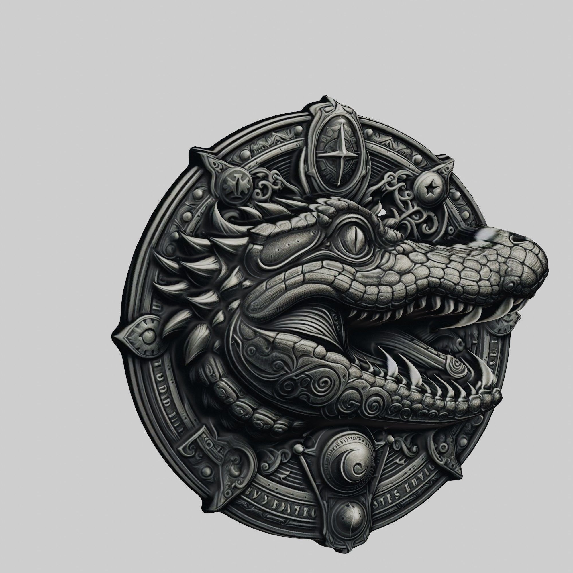 Alligator Animal Alligator Animal Medallion  3D print model_1