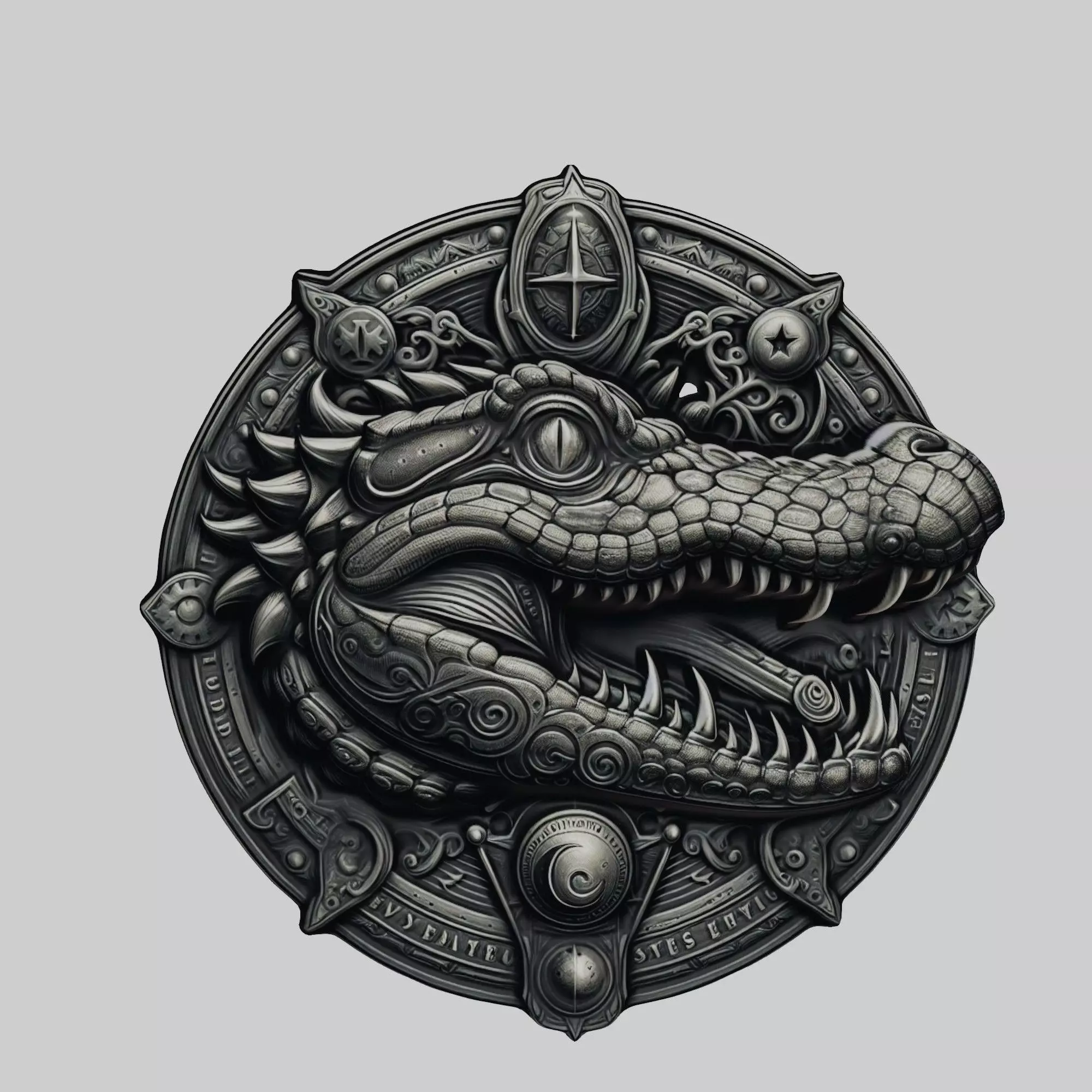 Alligator Animal Alligator Animal Medallion  3D print model_0