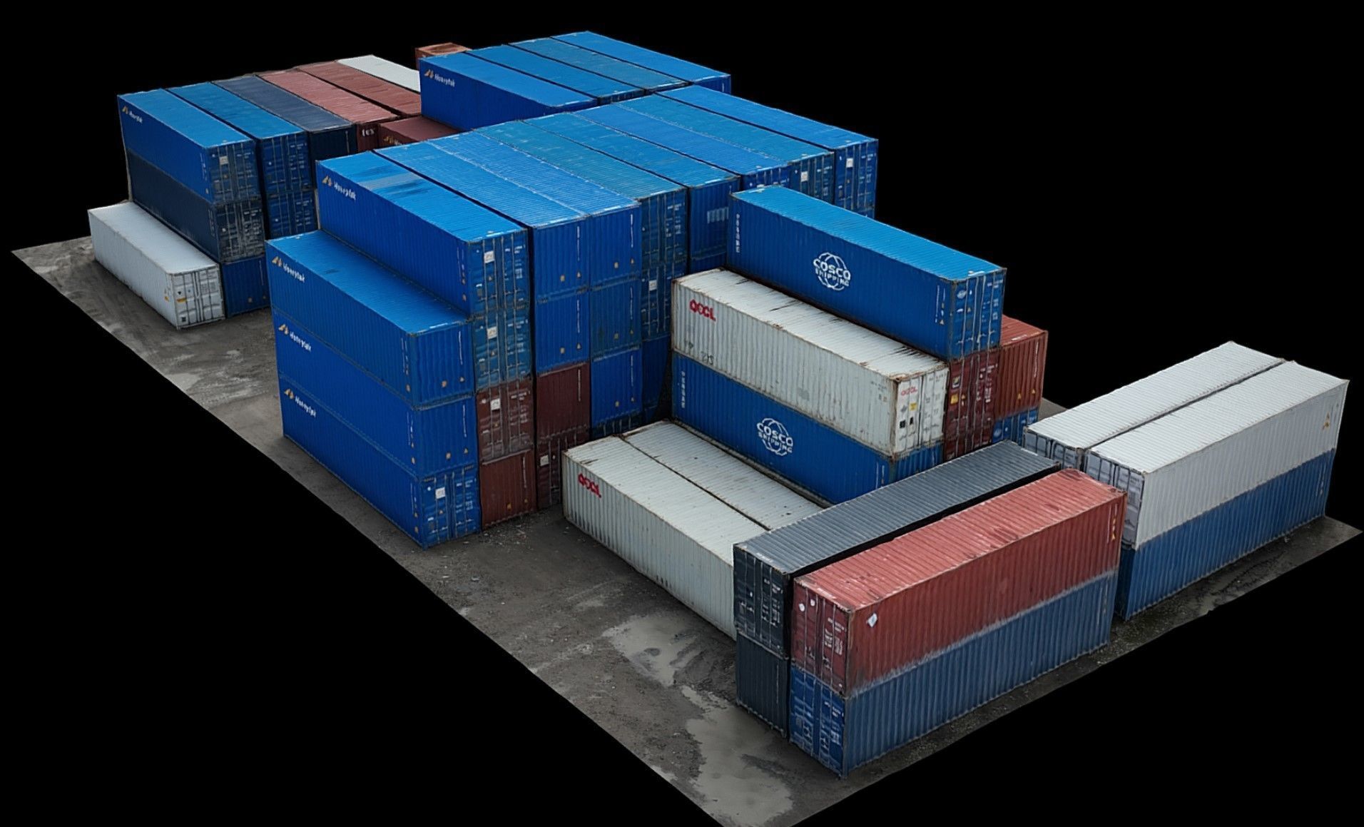 cargo containers terrain pack drone photogrammetry Low-poly 3D model_1