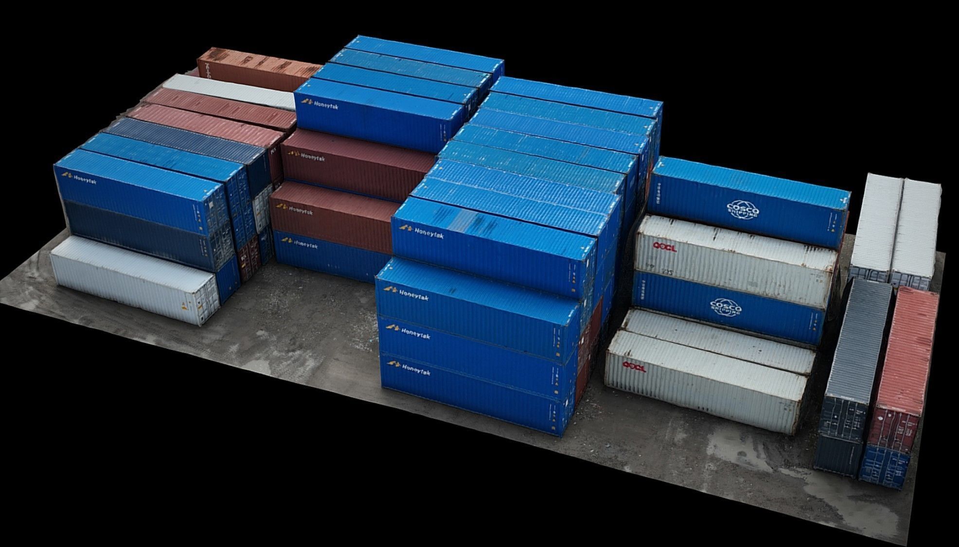 cargo containers terrain pack drone photogrammetry Low-poly 3D model_2