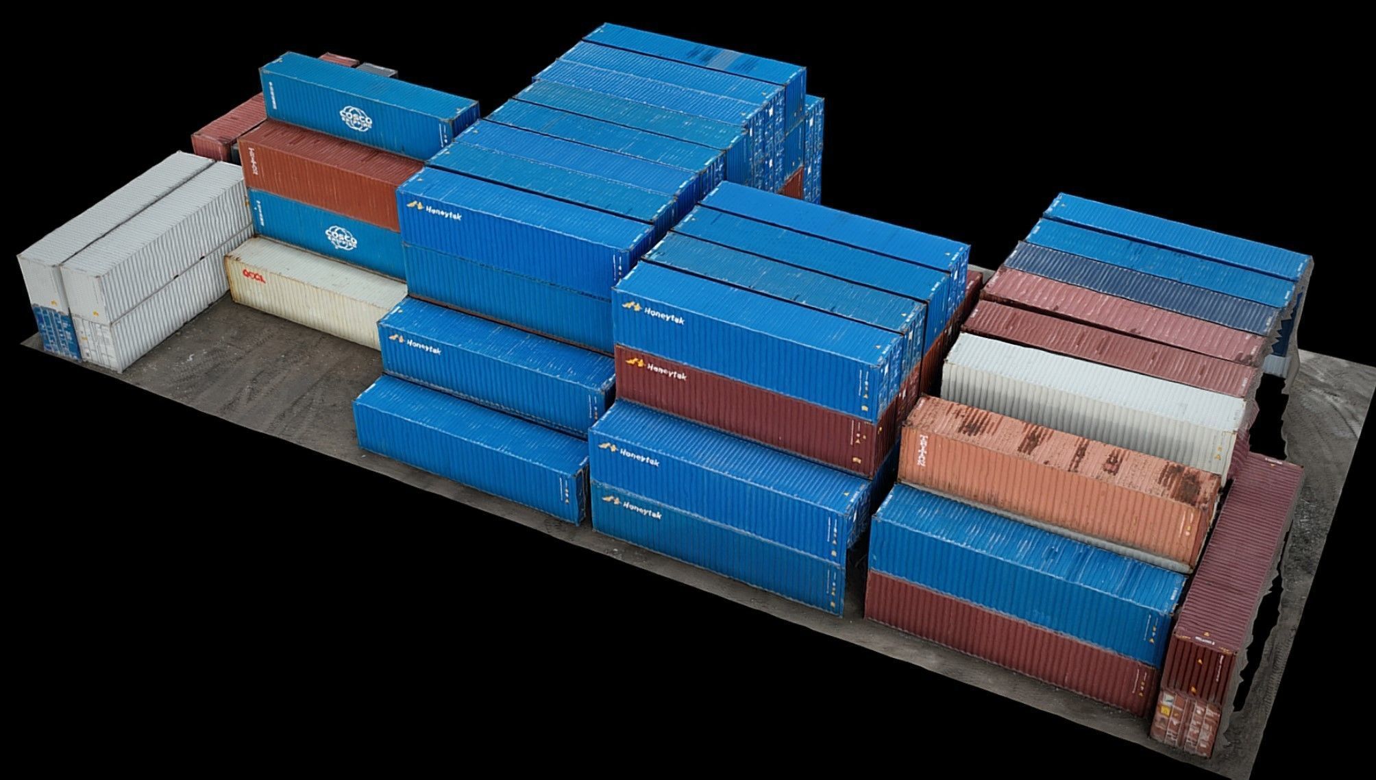 cargo containers terrain pack drone photogrammetry Low-poly 3D model_3