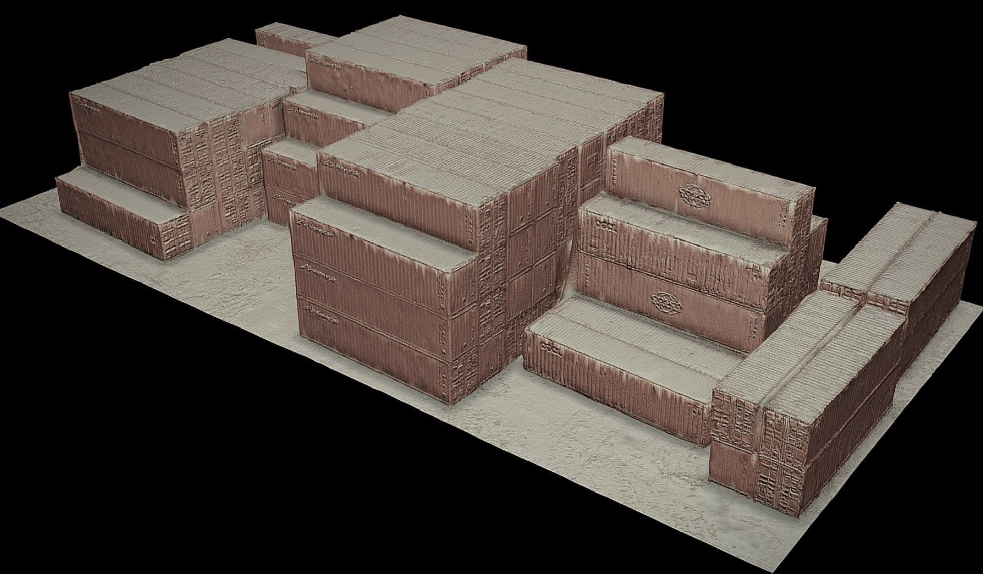cargo containers terrain pack drone photogrammetry Low-poly 3D model_4