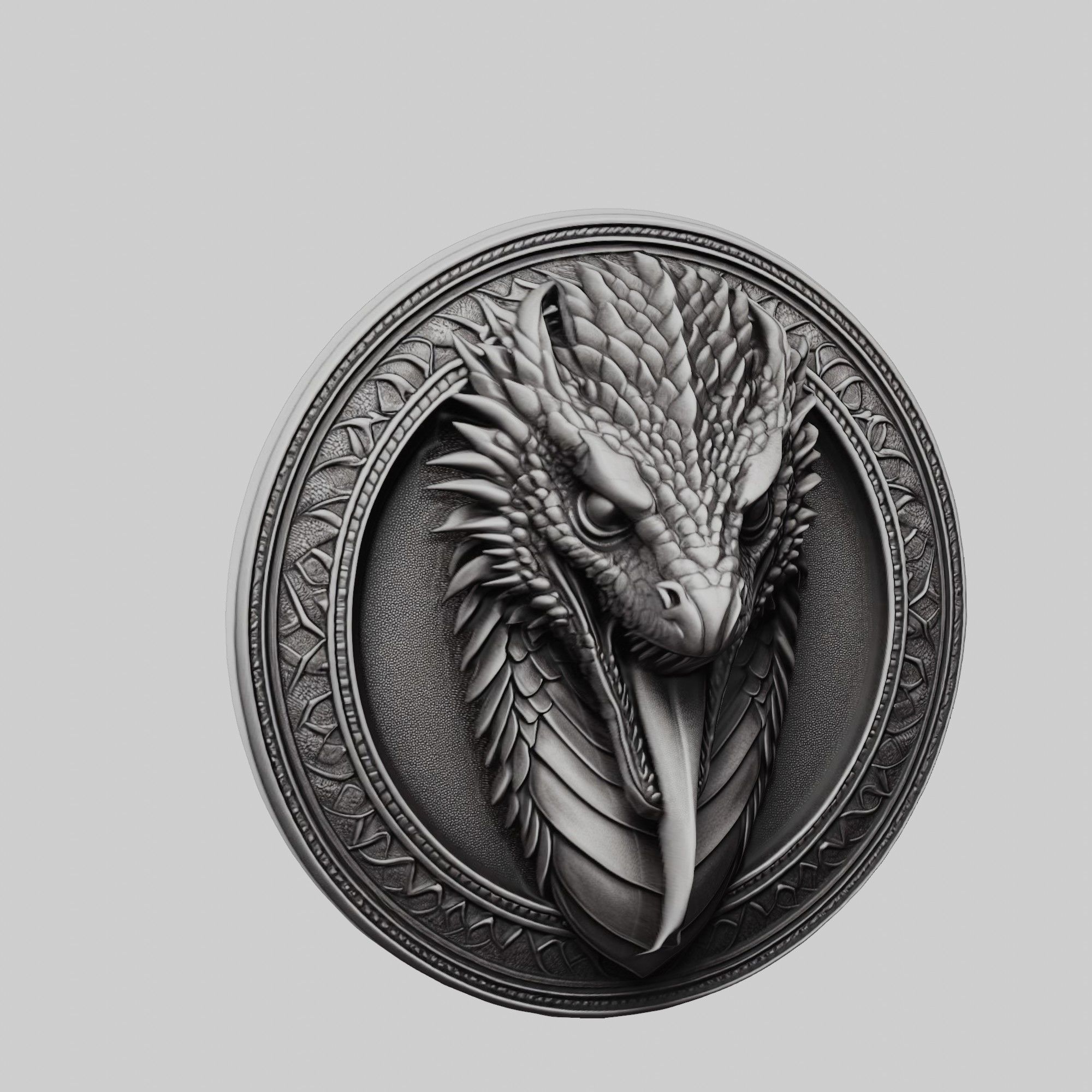 Komodo Dragon Animal Dragon Animal Medallion  3D print model_1